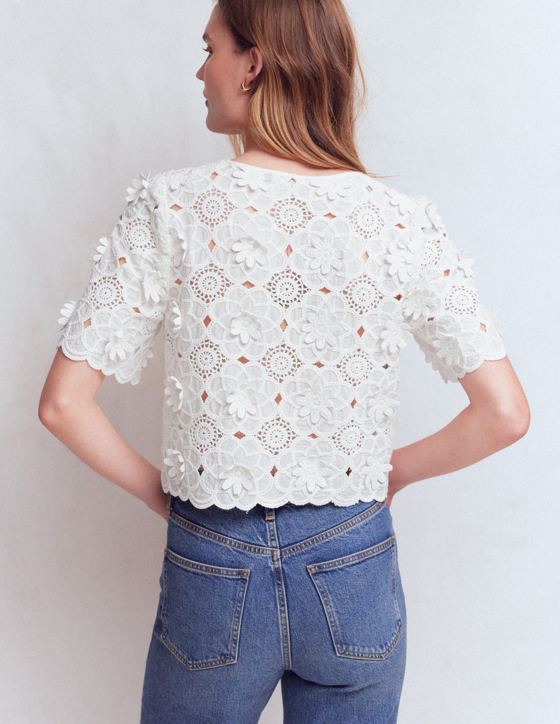 Tie Front Lace Top-White-4