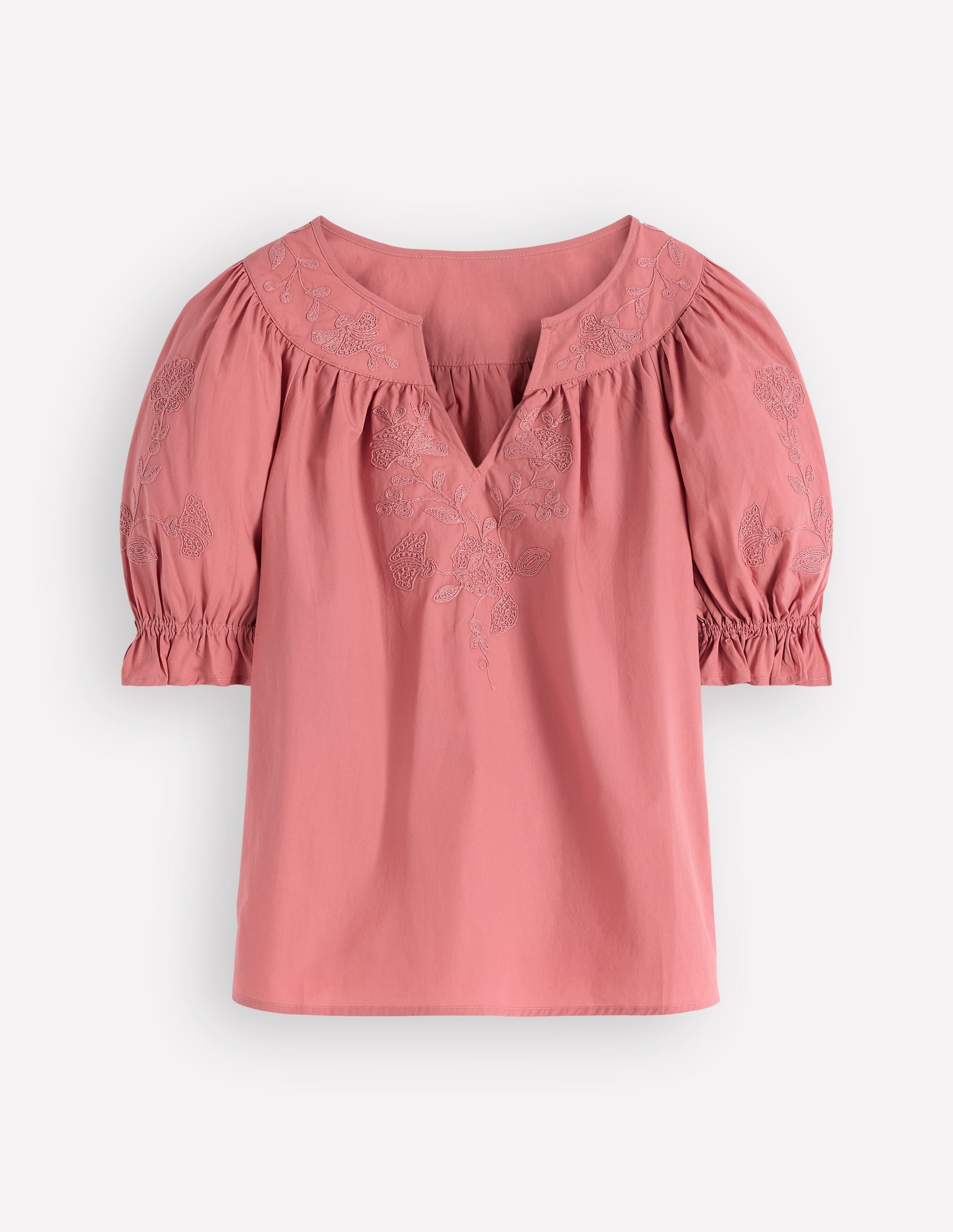 Cotton Embroidered Yoke Top - Vintage Rose Embroidered | Boden USA