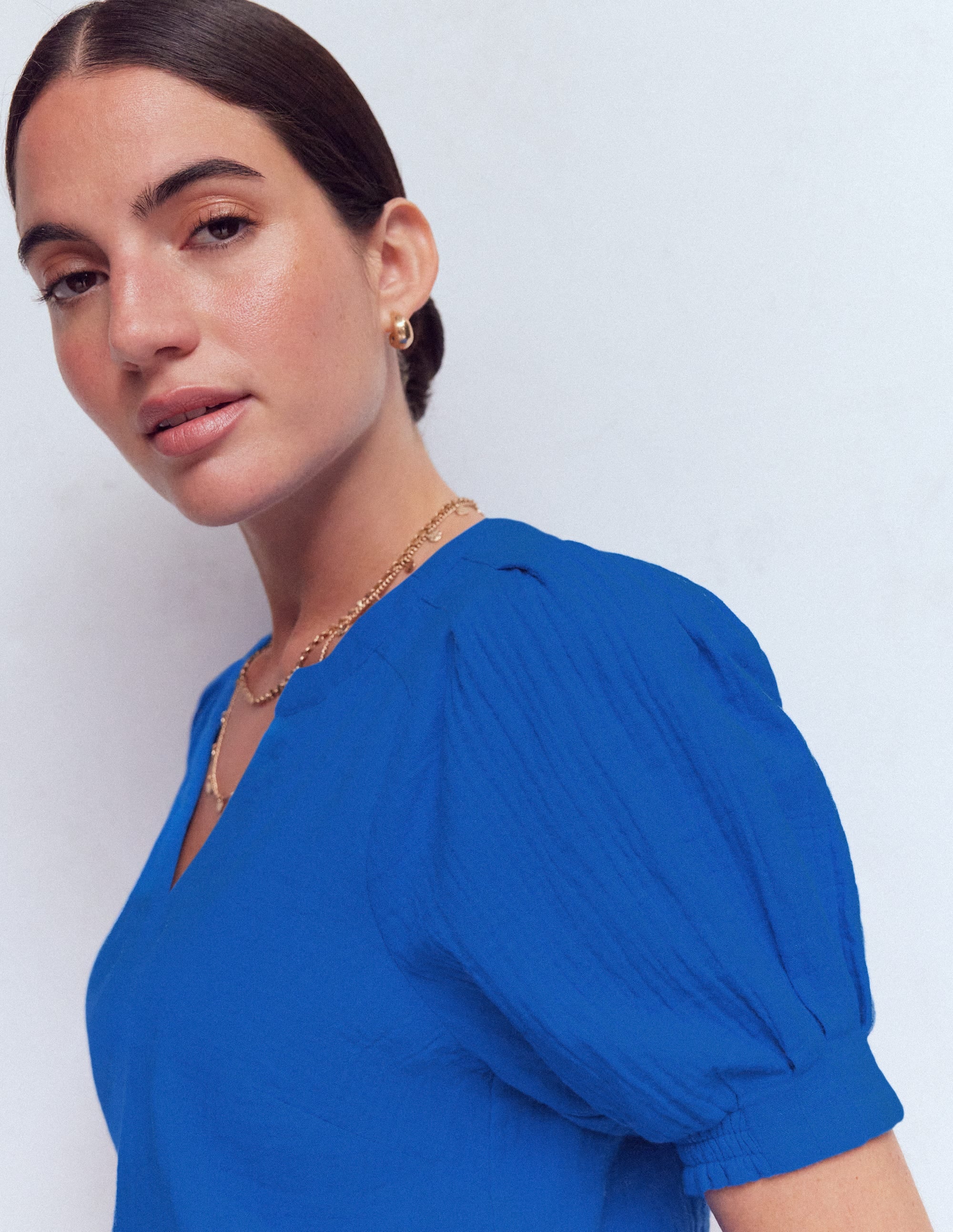 Rae Double Cloth Top-Bright Cobalt - Image 2