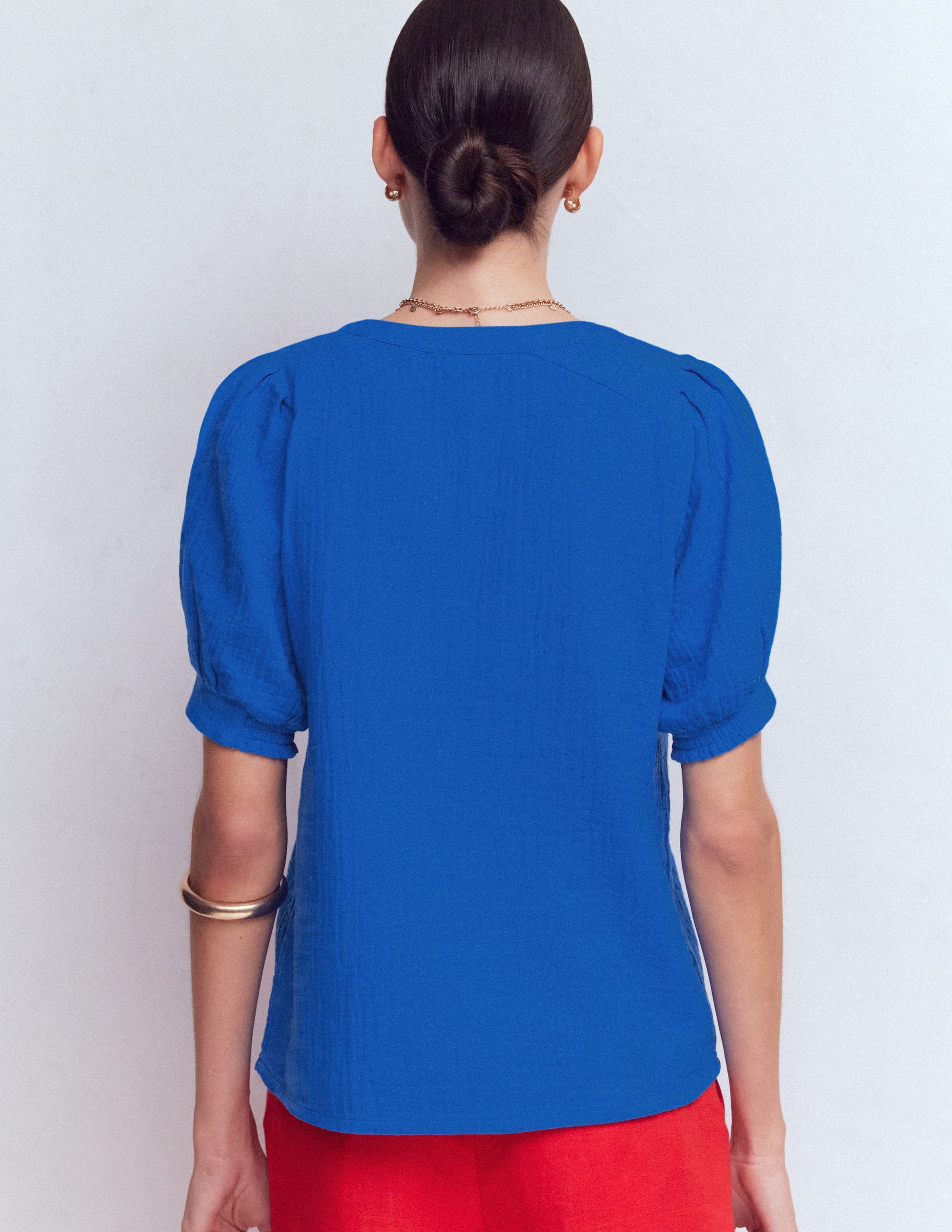 Rae Double Cloth Top-Bright Cobalt - Image 3