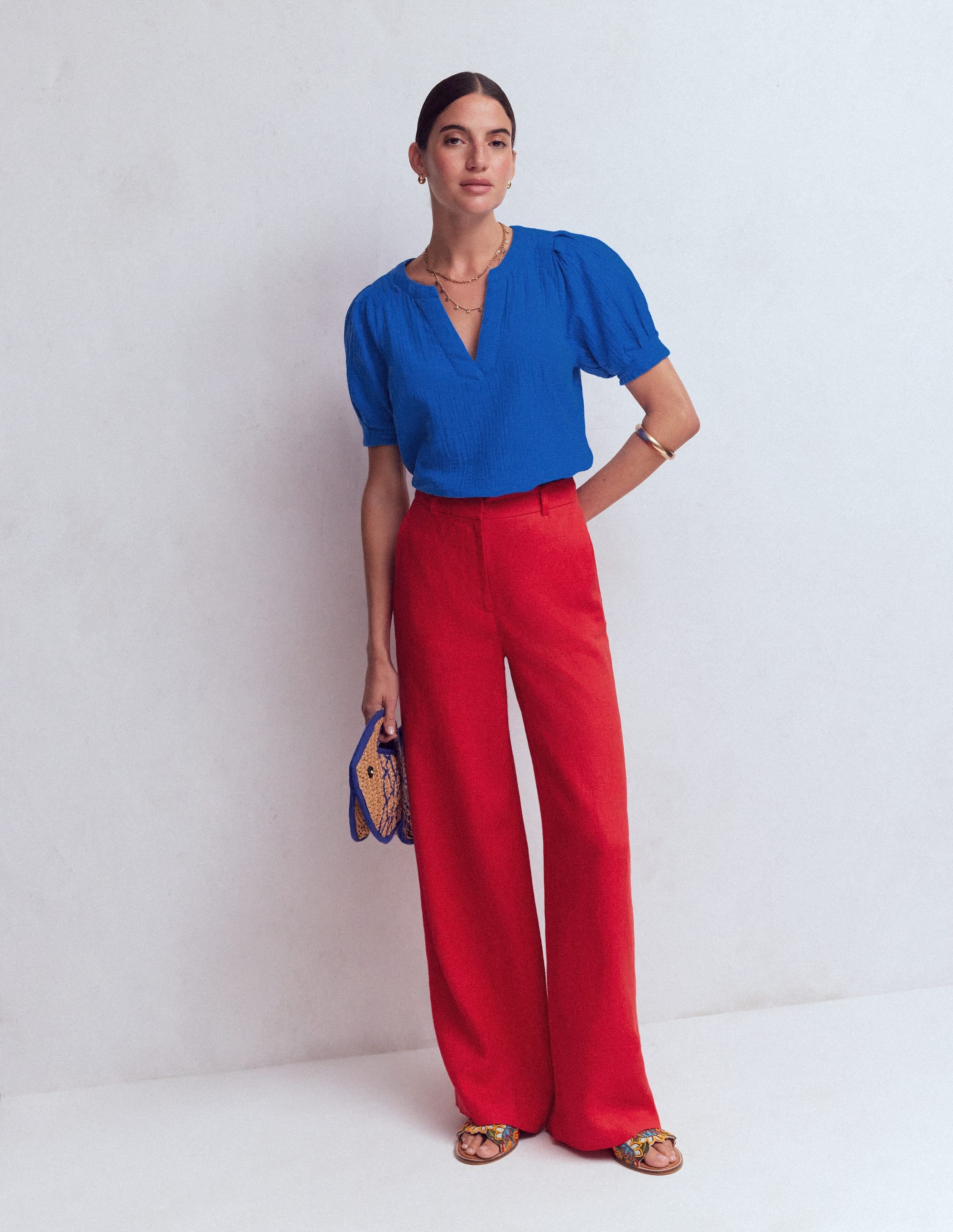 Rae Double Cloth Top-Bright Cobalt - Image 4