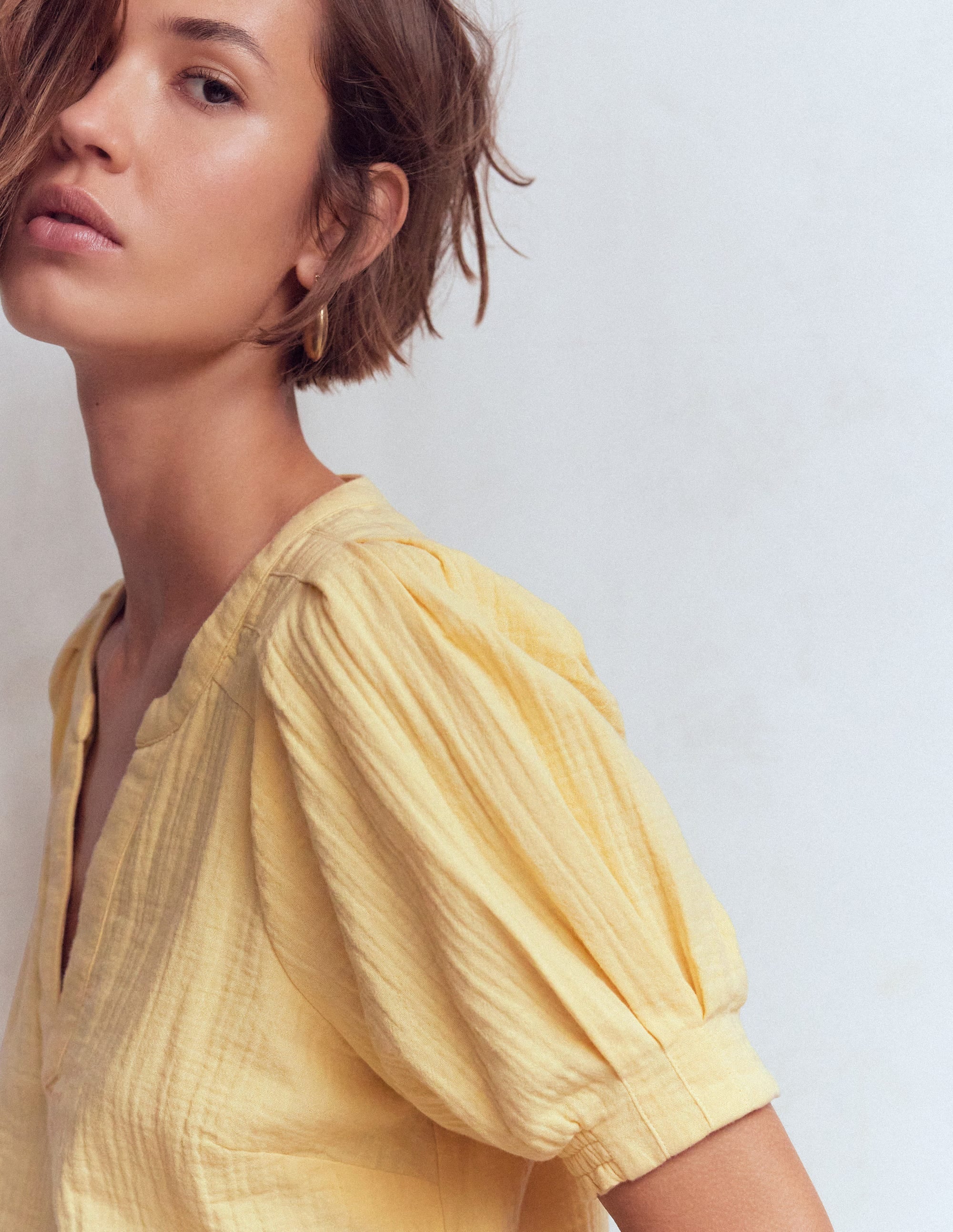 Rae Double Cloth Top-Sunlight Yellow - Image 2