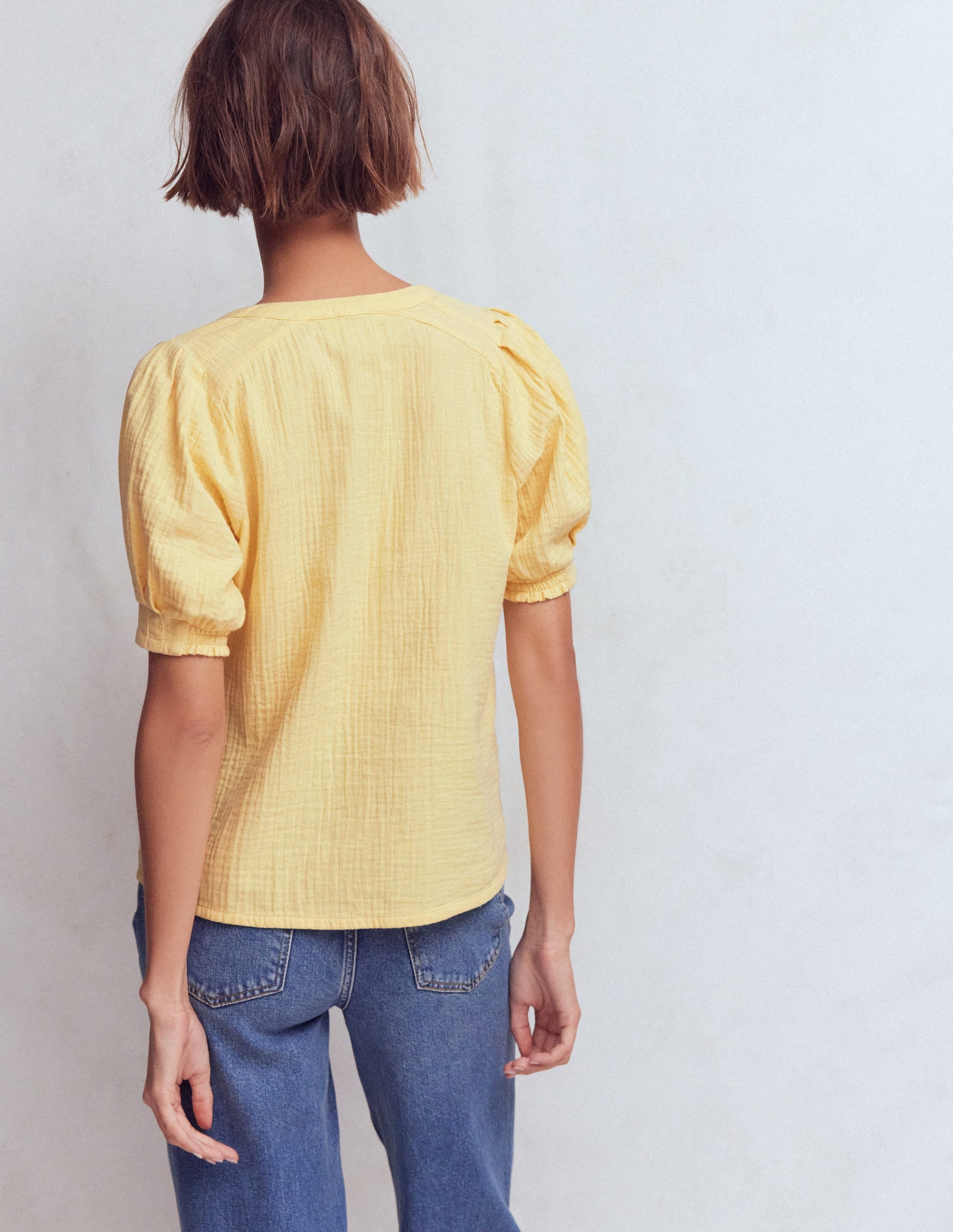 Rae Double Cloth Top-Sunlight Yellow - Image 3