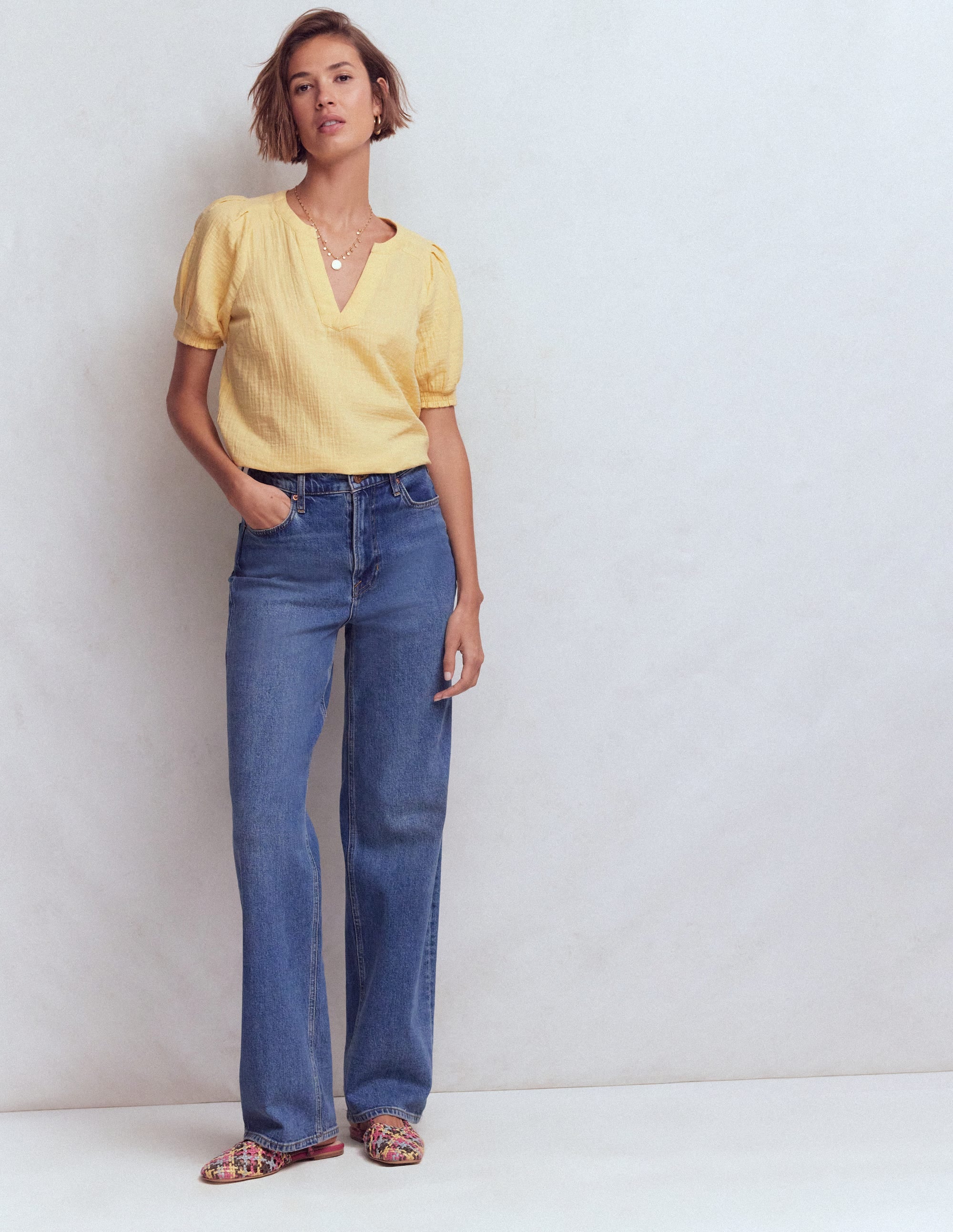 Rae Double Cloth Top-Sunlight Yellow - Image 4