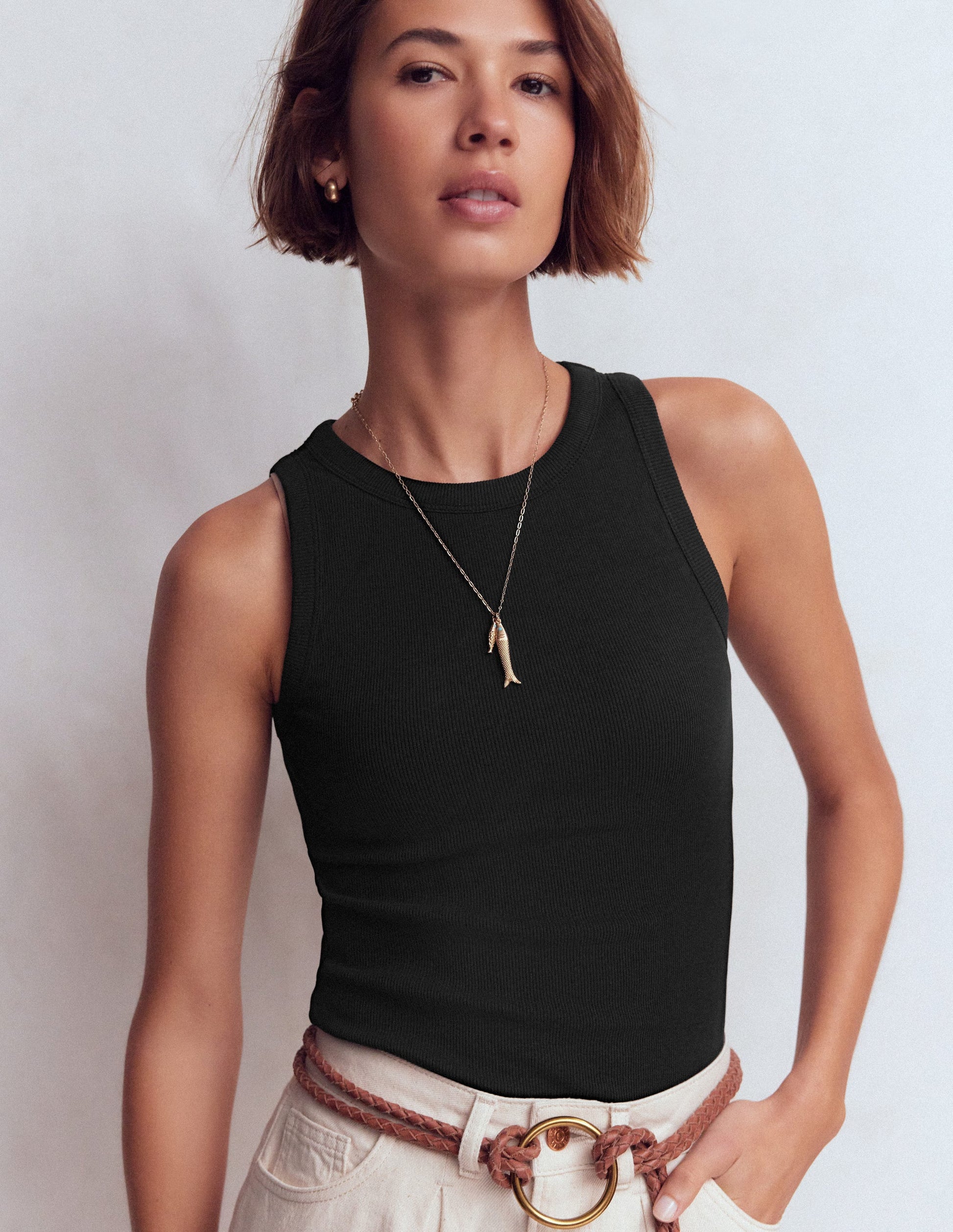 Ribbed Racer Vest-Black-1
