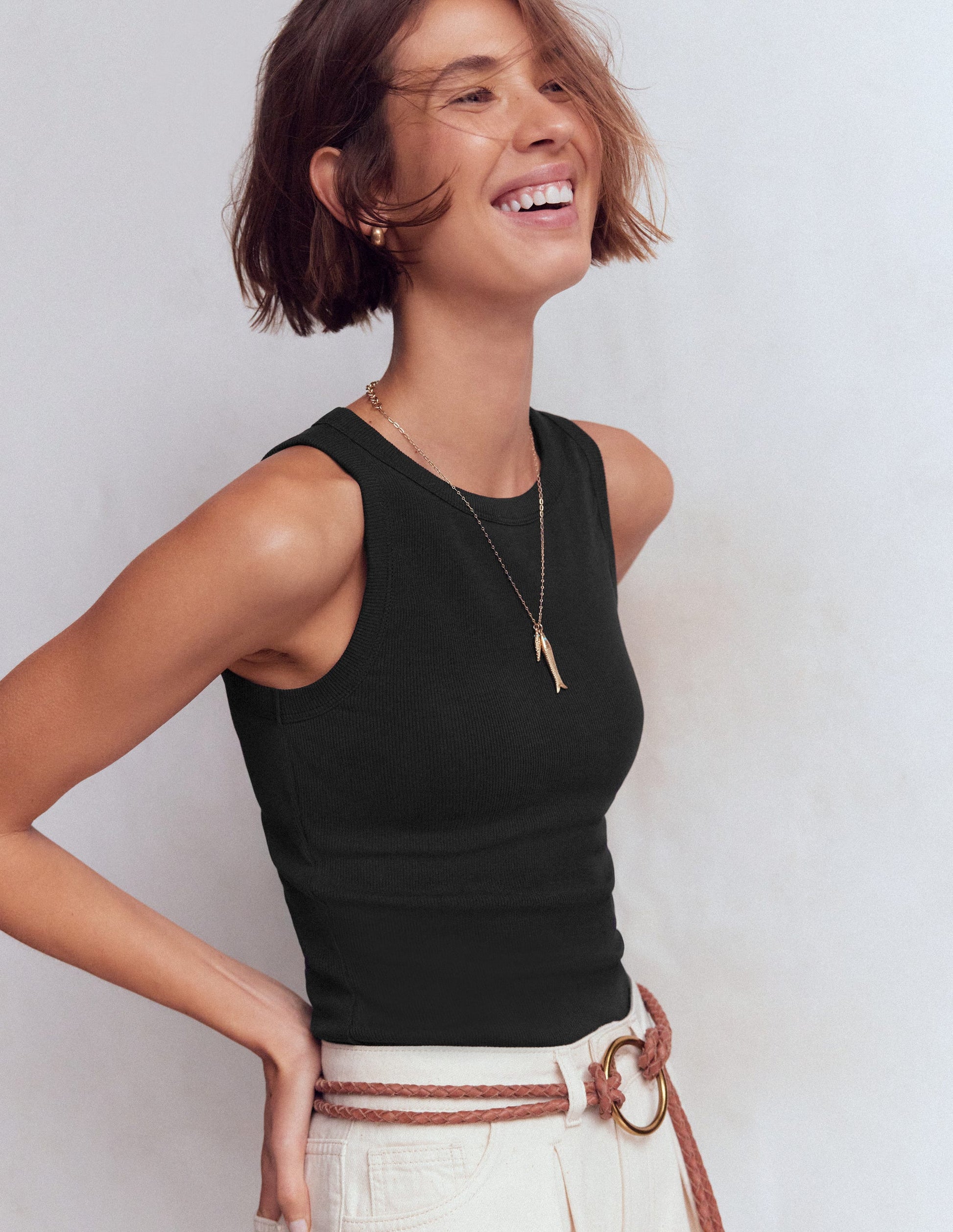 Ribbed Racer Vest-Black-5