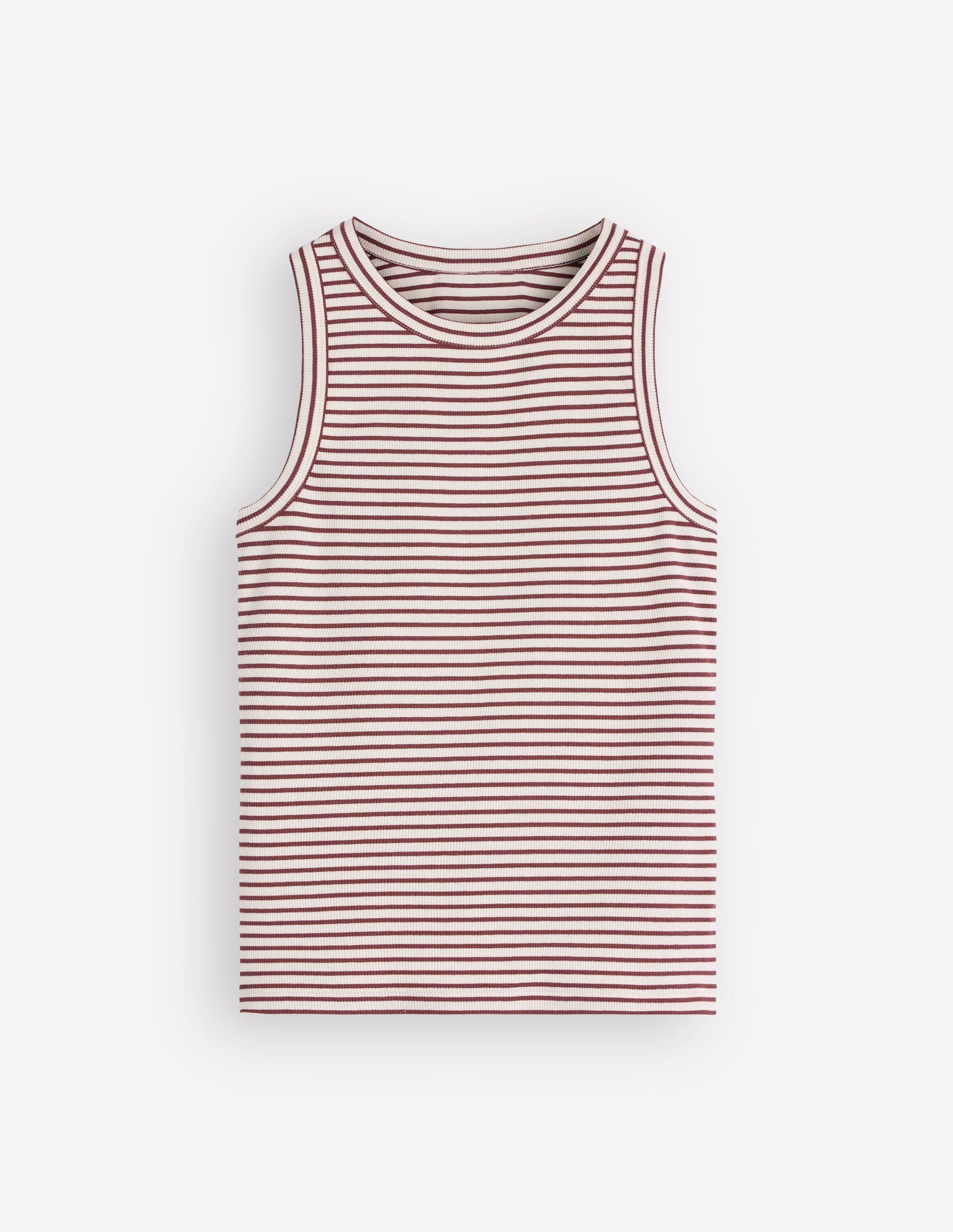 Ribbed Racer Vest-Ivory & Brown Stripe-6