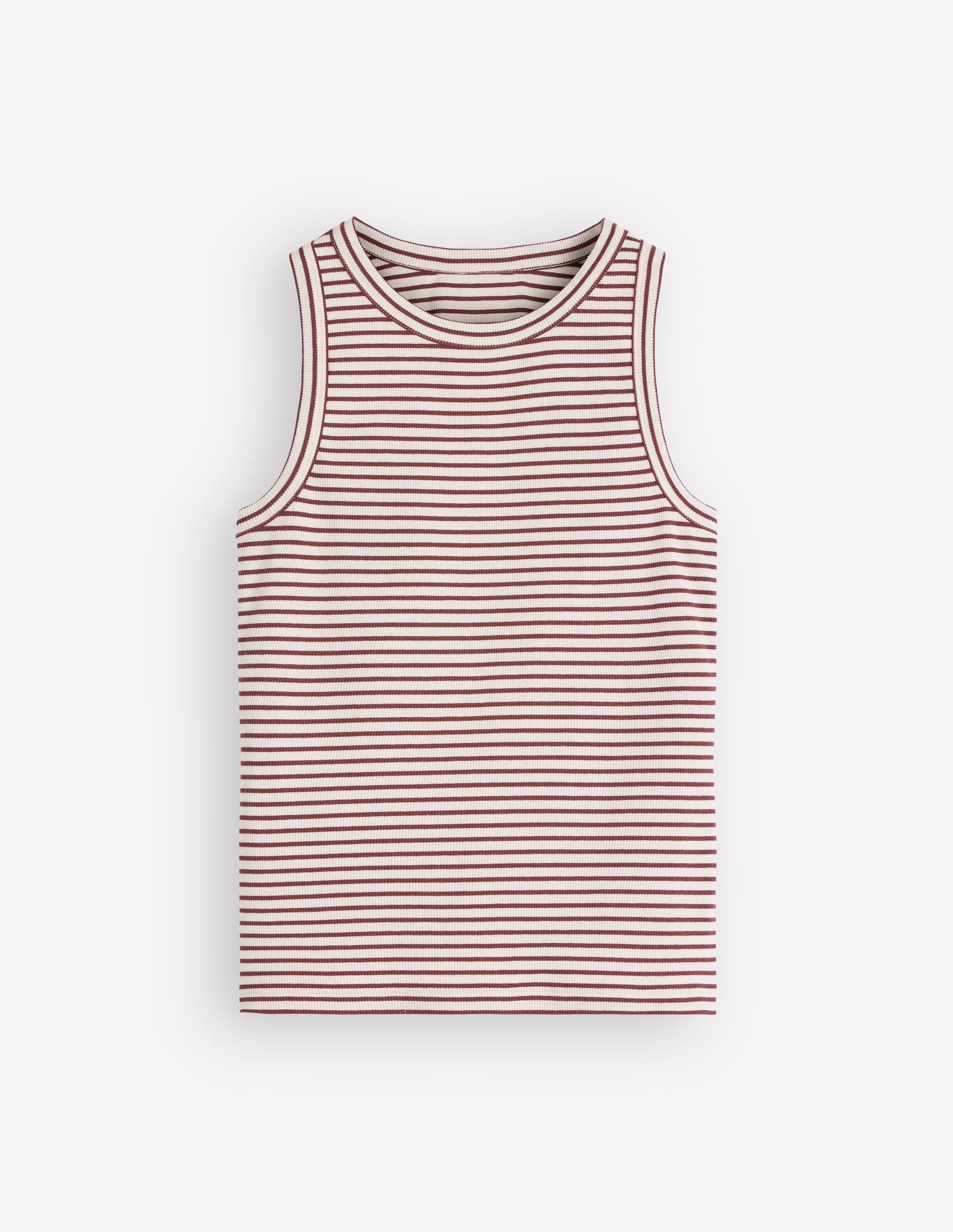 Ribbed Racer Vest-Ivory & Brown Stripe - Image 6