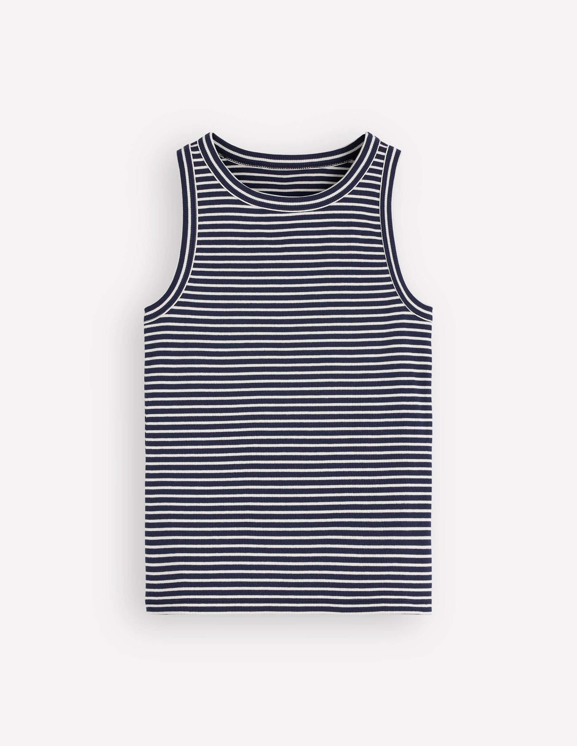 Ribbed Racer Vest-Navy & Ivory Stripe-6