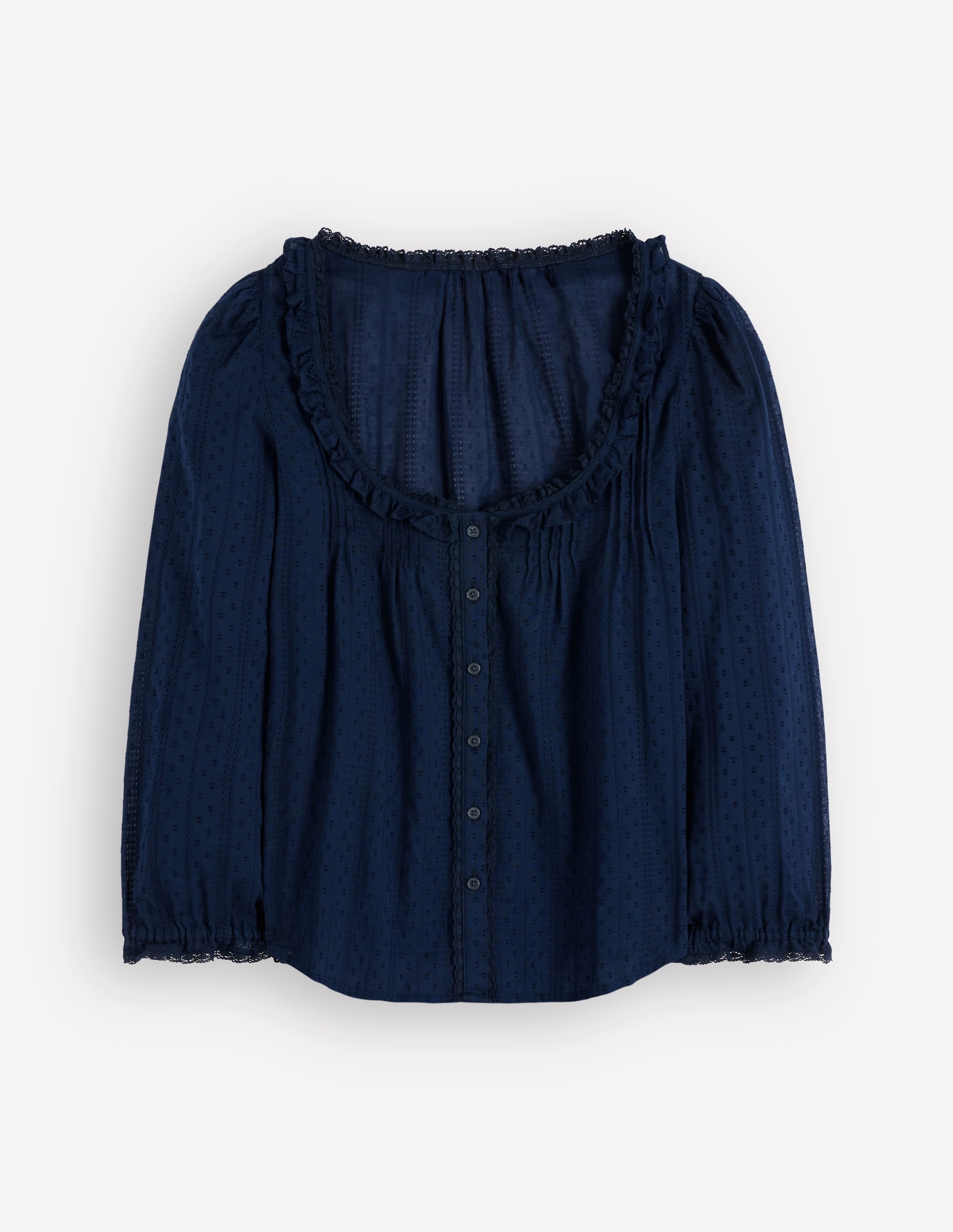 Scoop Neck Ruffle Top-Navy | Boden USA