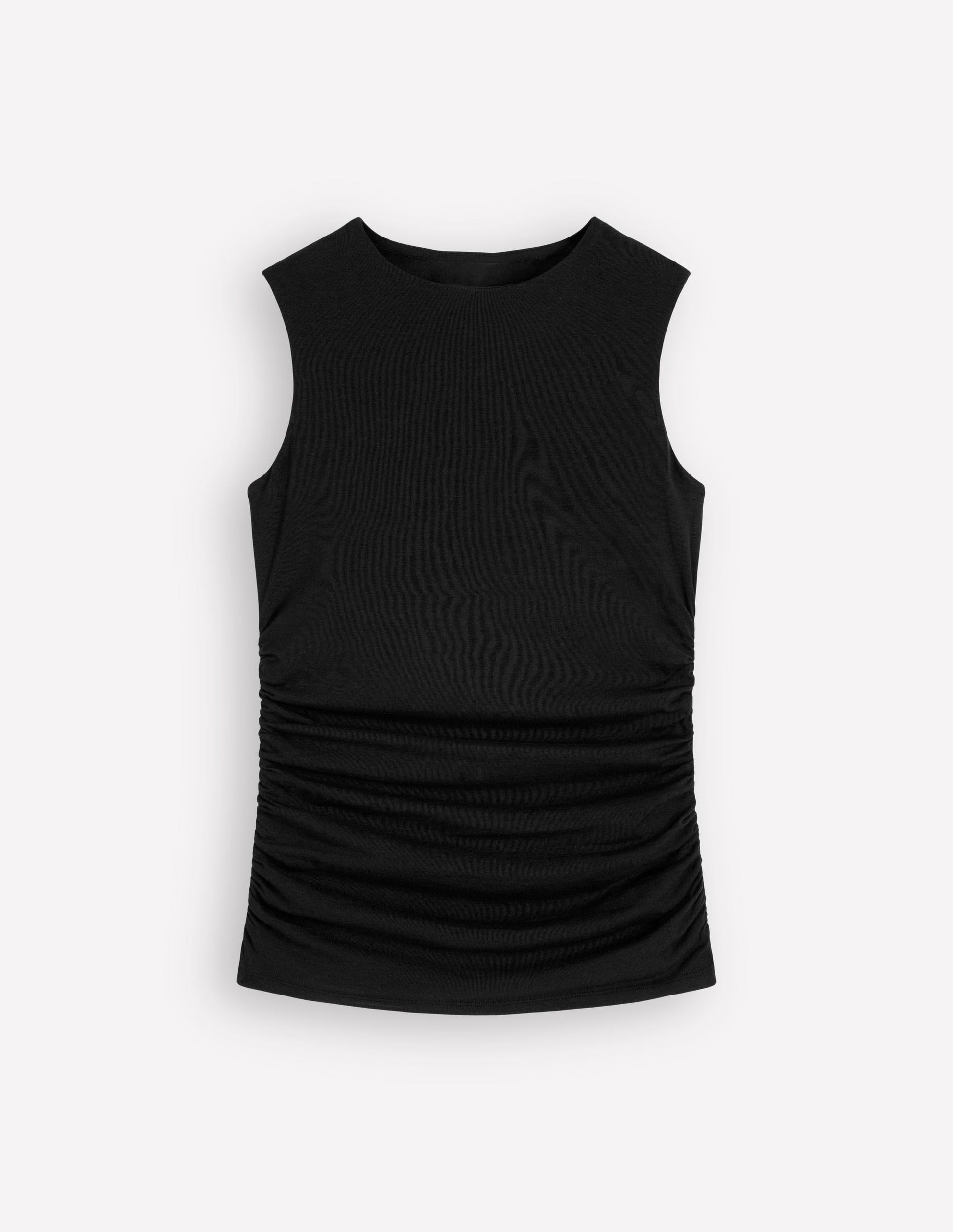 Tia Sleeveless Ruch Jersey Top-Black-5