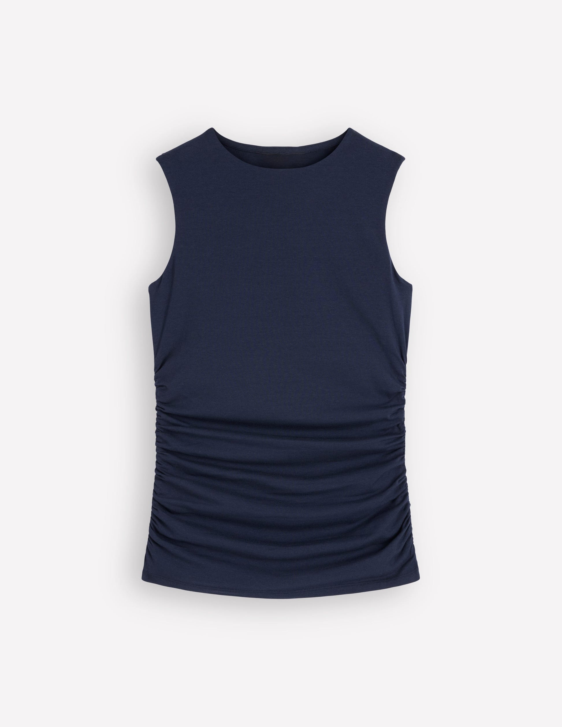 Tia Sleeveless Ruch Jersey Top-Navy-5