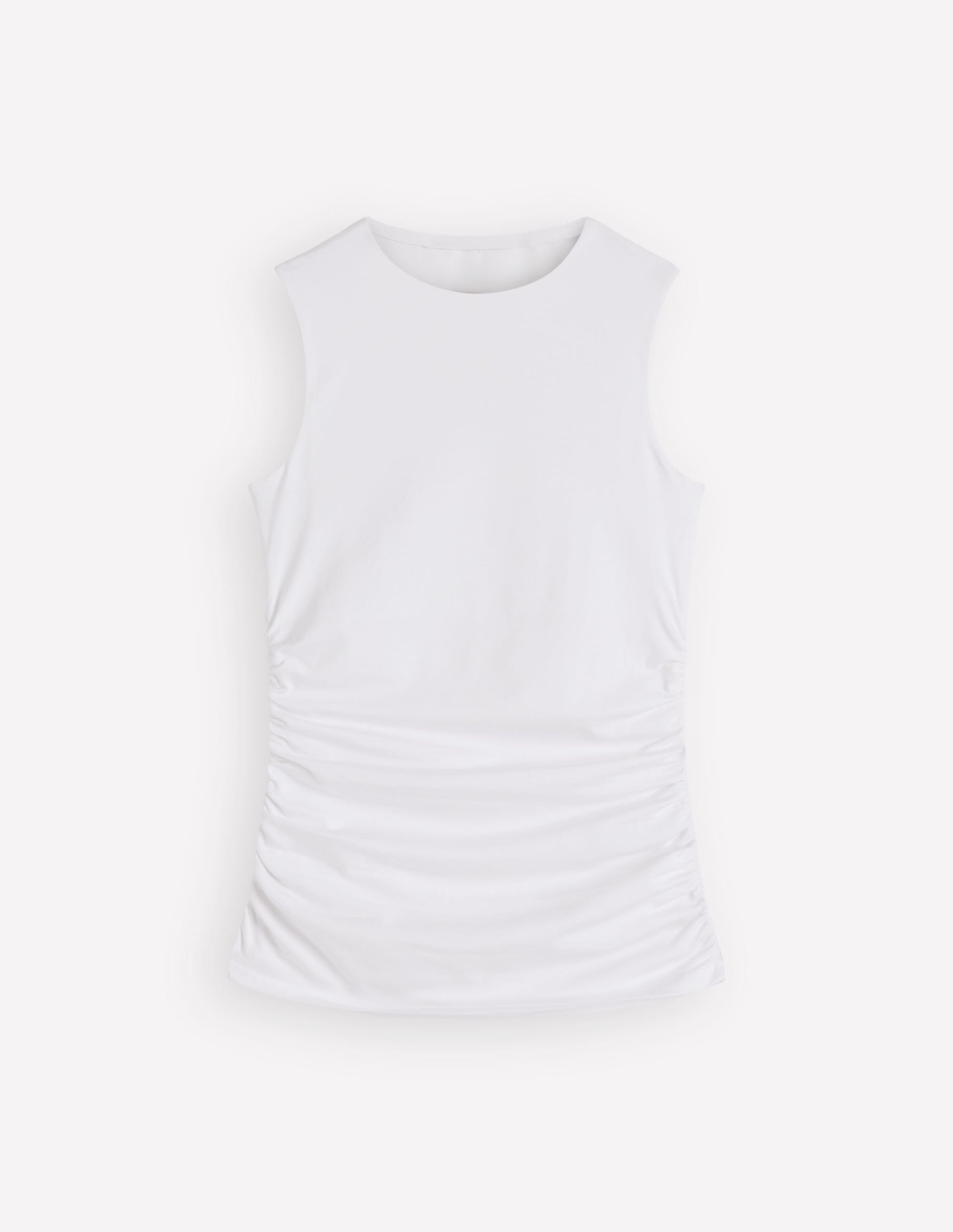 Tia Sleeveless Ruch Jersey Top-White-5