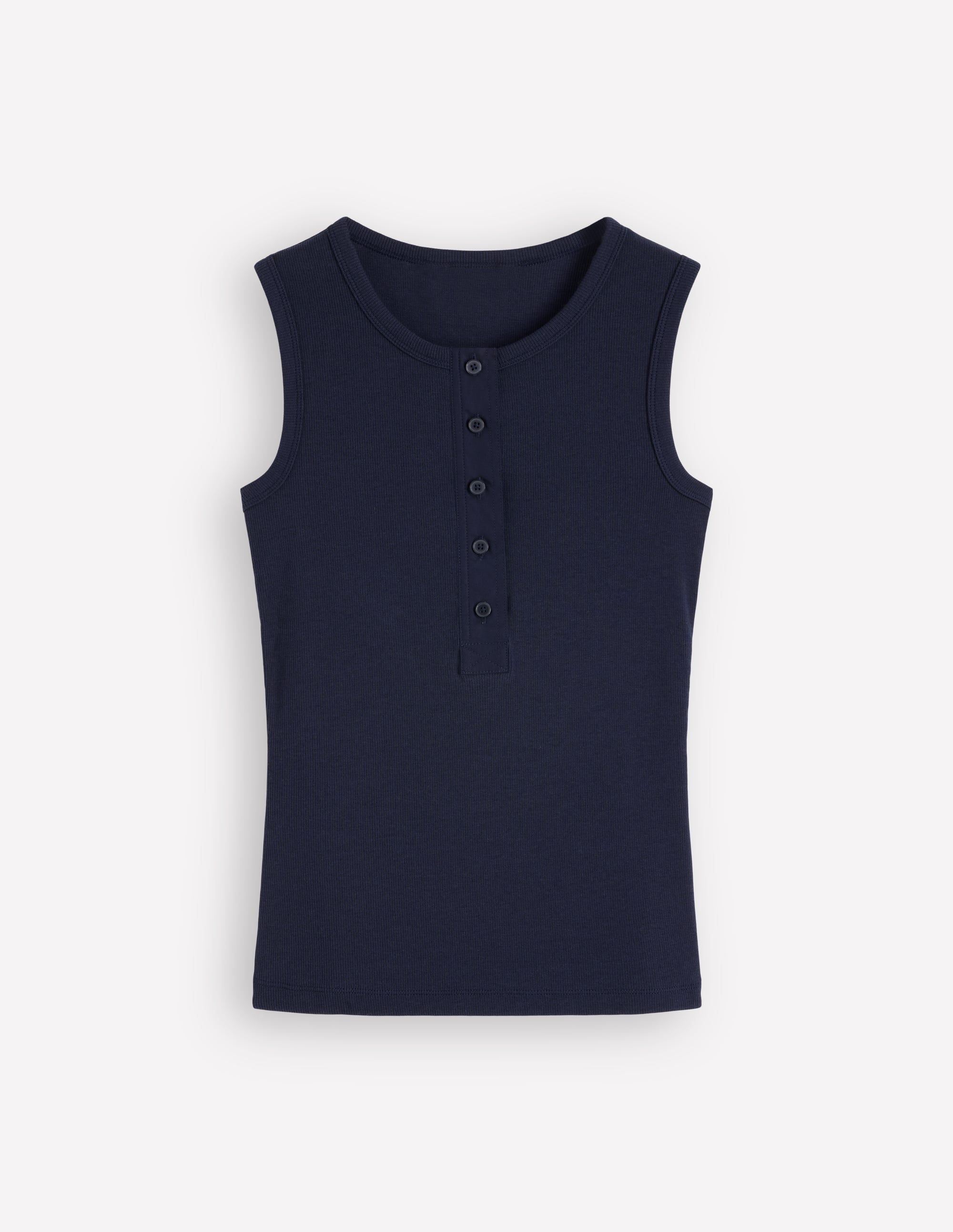 Crew Neck Henley Tank-Navy - Image 6