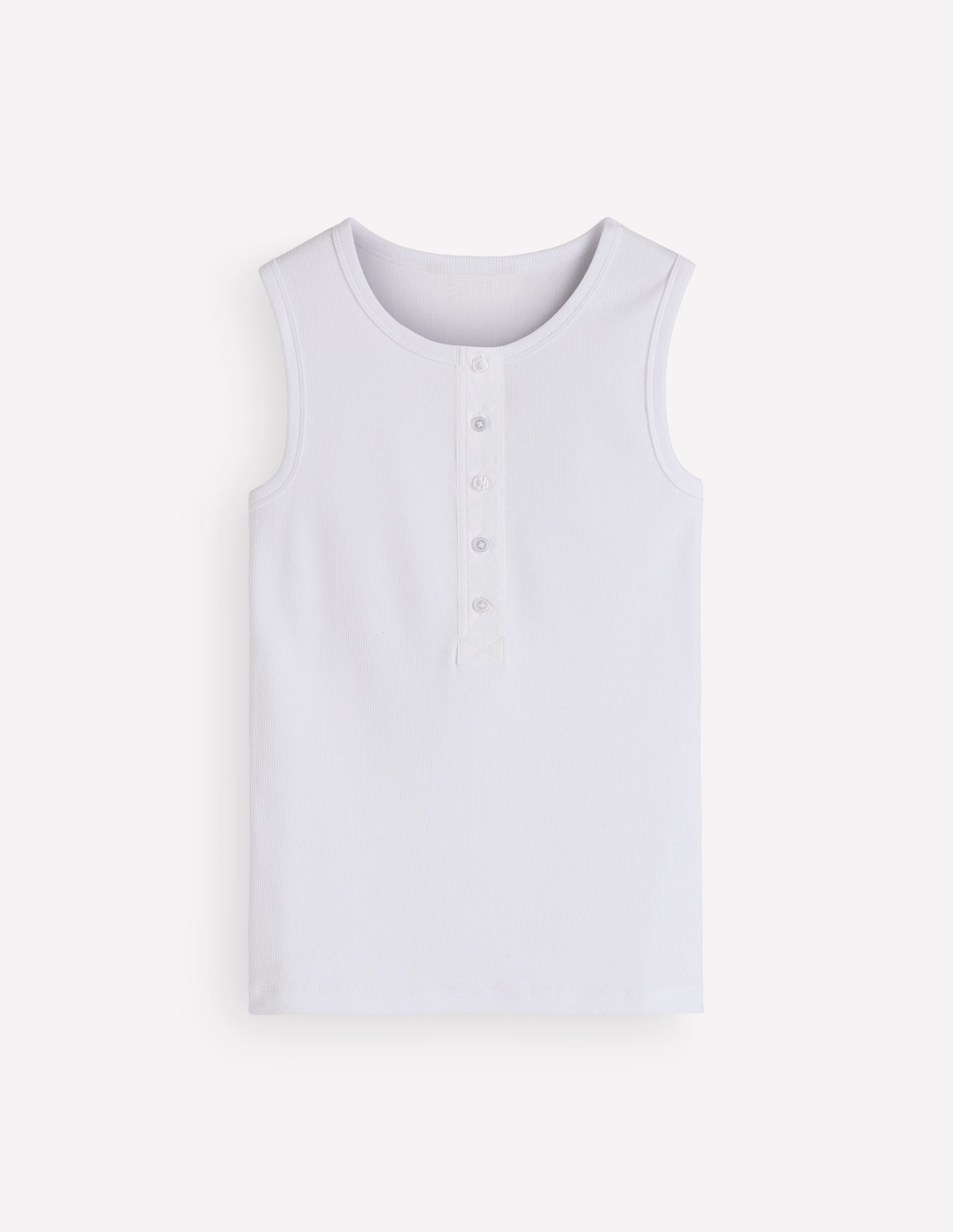 Crew Neck Henley Tank-White-6