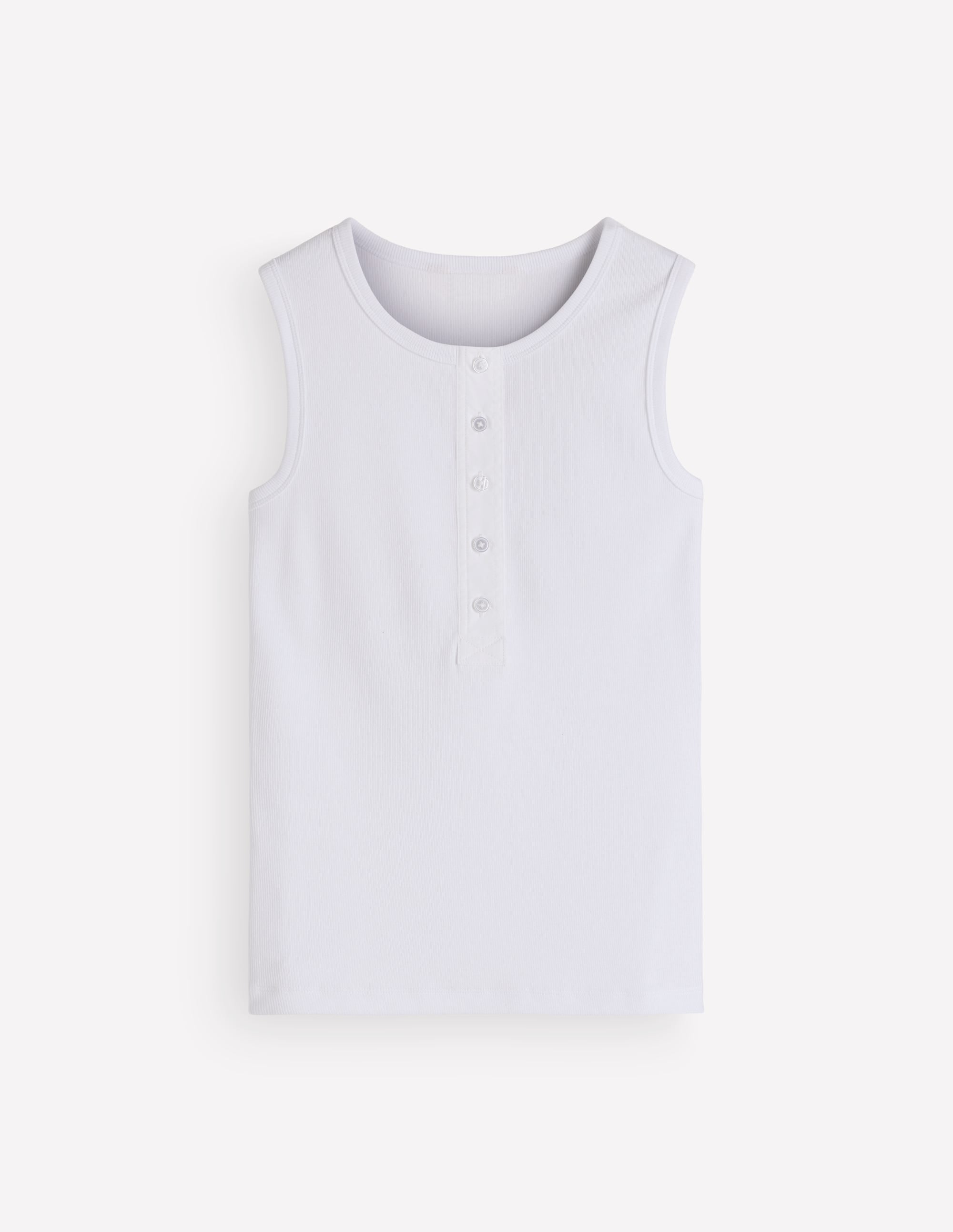 Crew Neck Henley Tank-White - Image 6