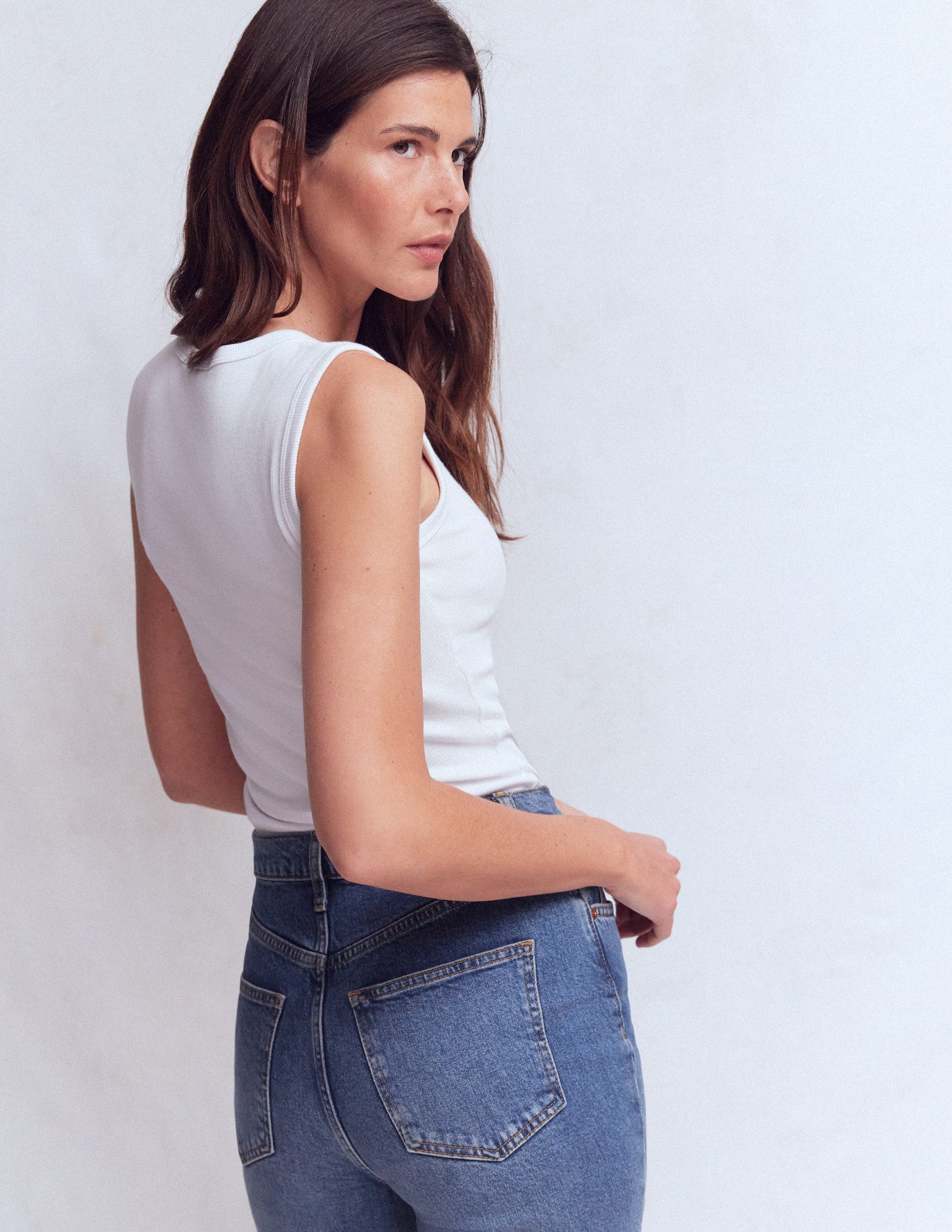 Crew Neck Henley Tank-White-3