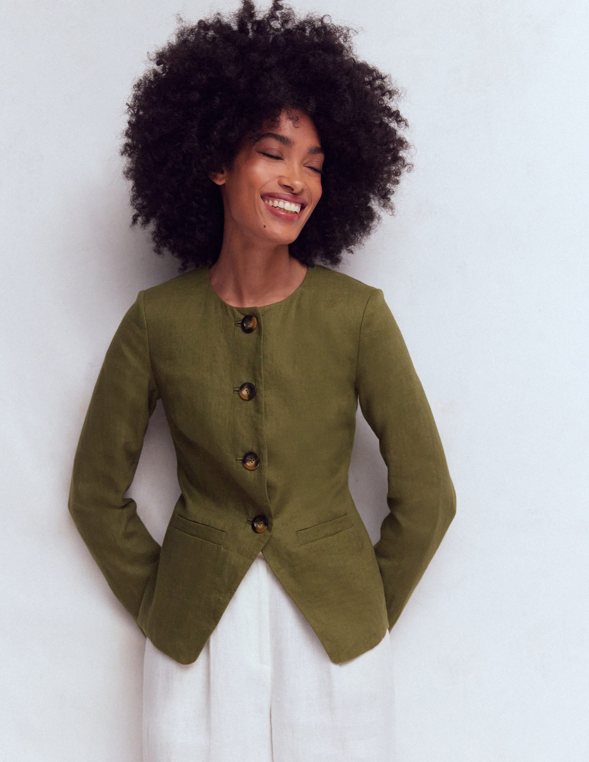 Hampstead Linen Blazer - Woodland Green | Boden USA