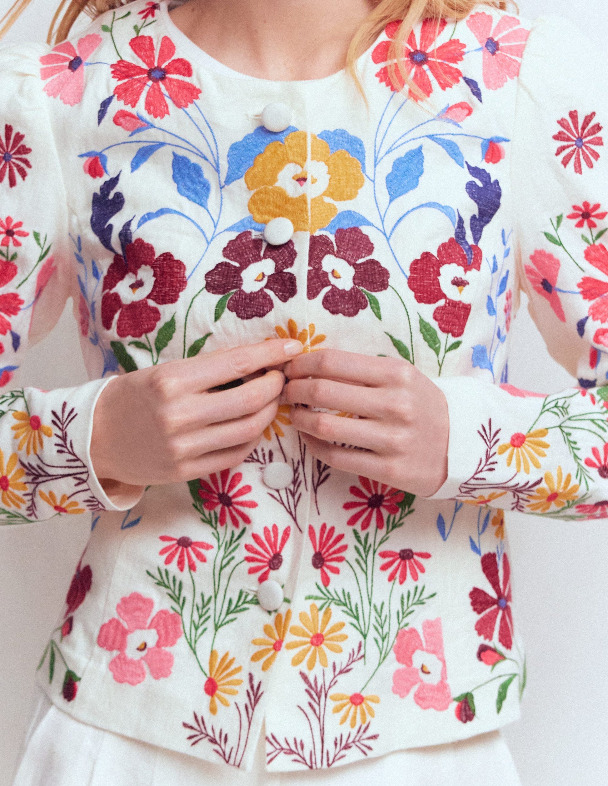Salisbury Puff Sleeve Jacket-Multi, Embroidery-4