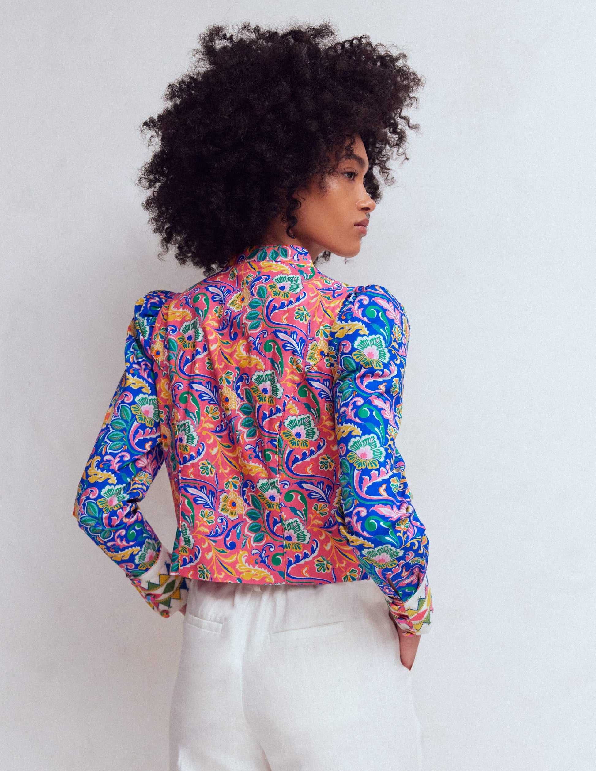Printed Trim Jacket-Multi, Enchanting Bouquet-4