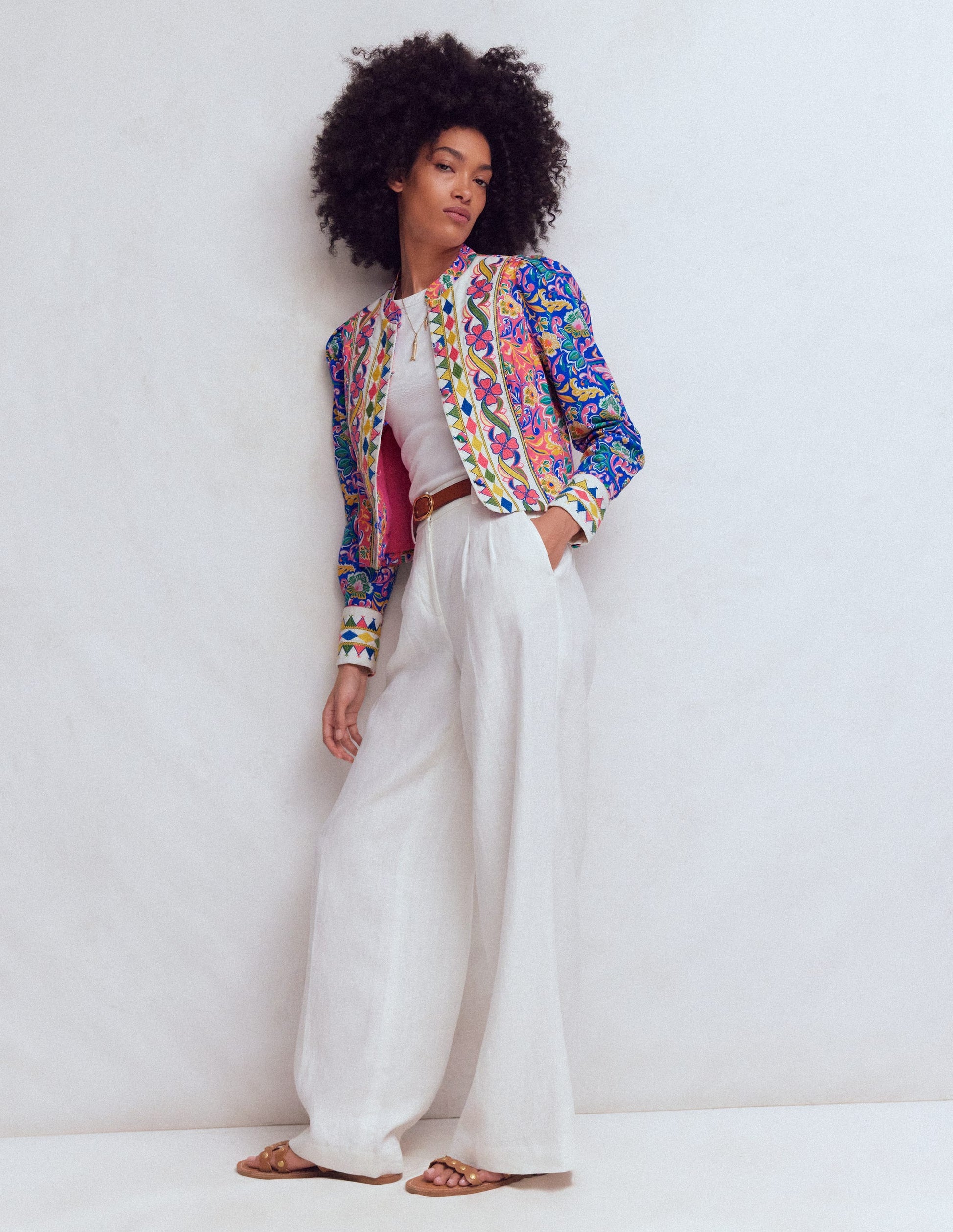 Printed Trim Jacket-Multi, Enchanting Bouquet-5