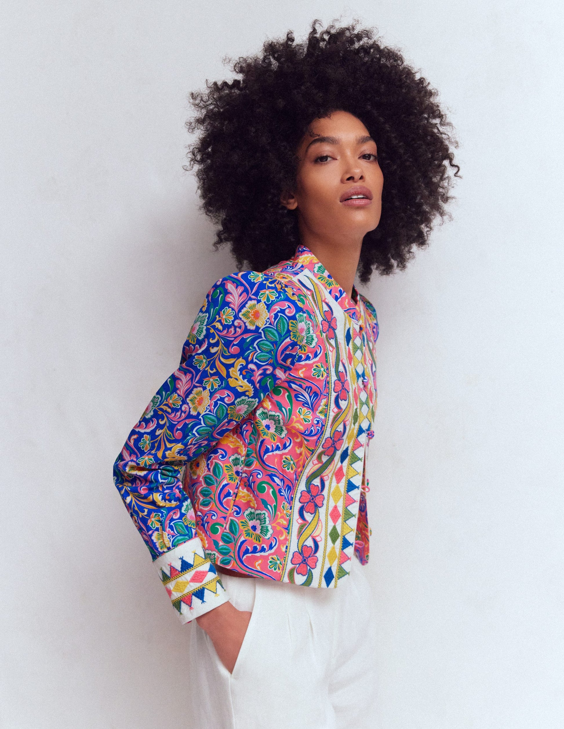 Printed Trim Jacket-Multi, Enchanting Bouquet-6