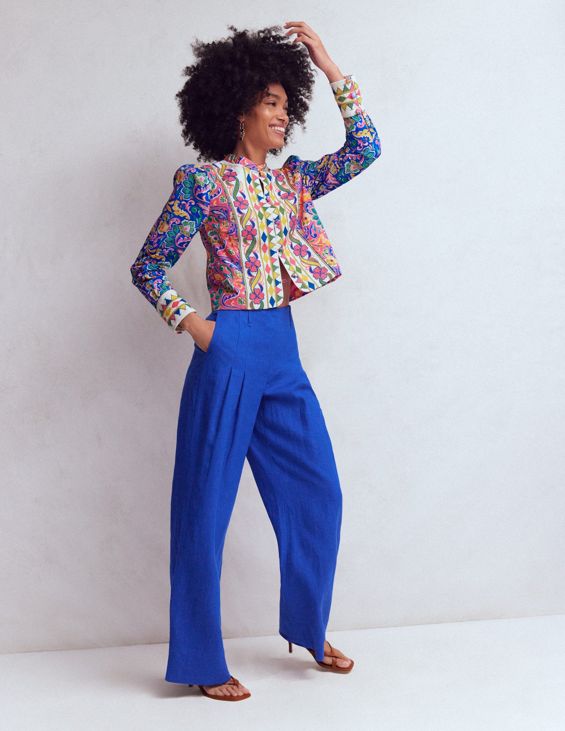 Printed Trim Jacket-Multi, Enchanting Bouquet-8