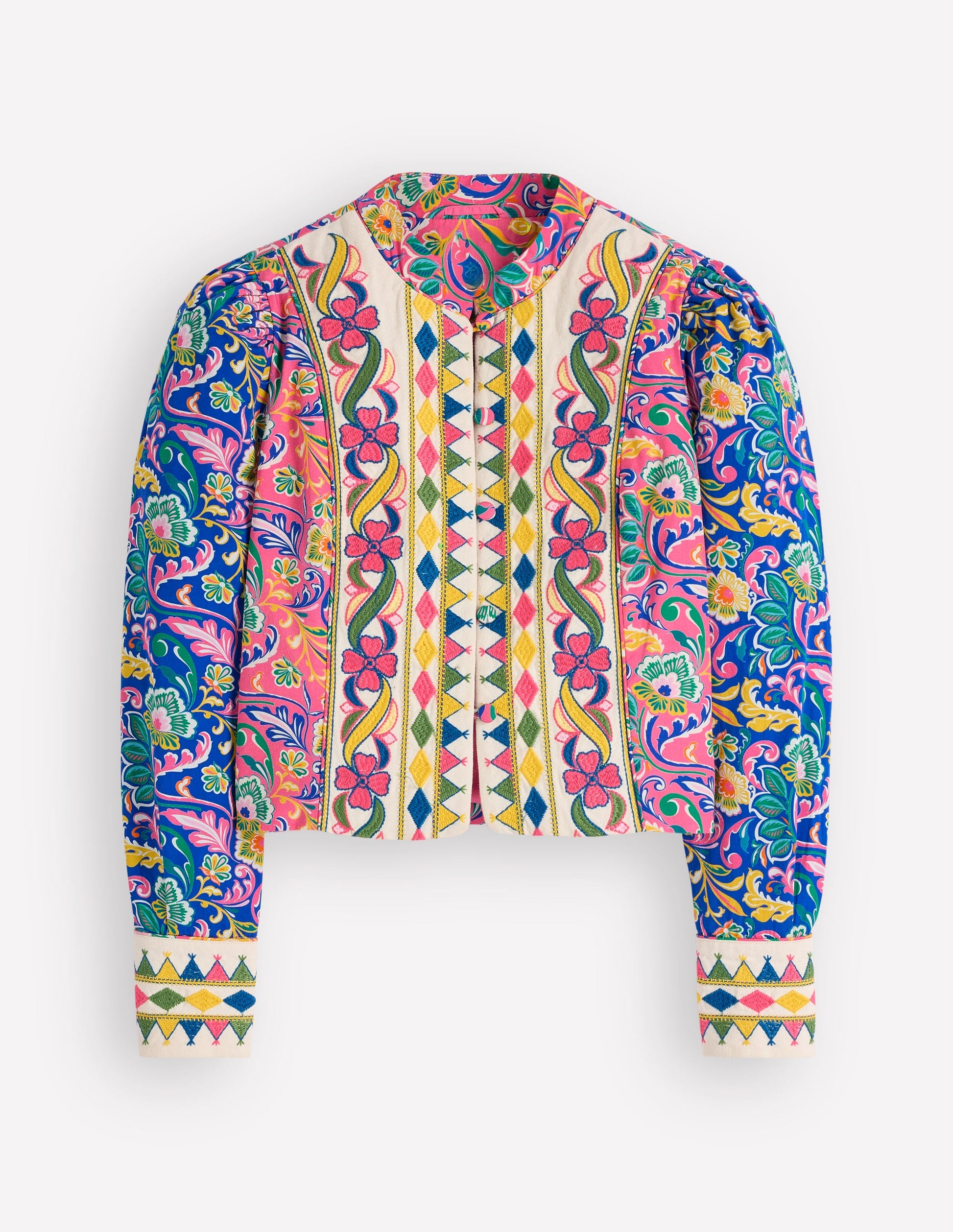 Printed Trim Jacket-Multi, Enchanting Bouquet-10