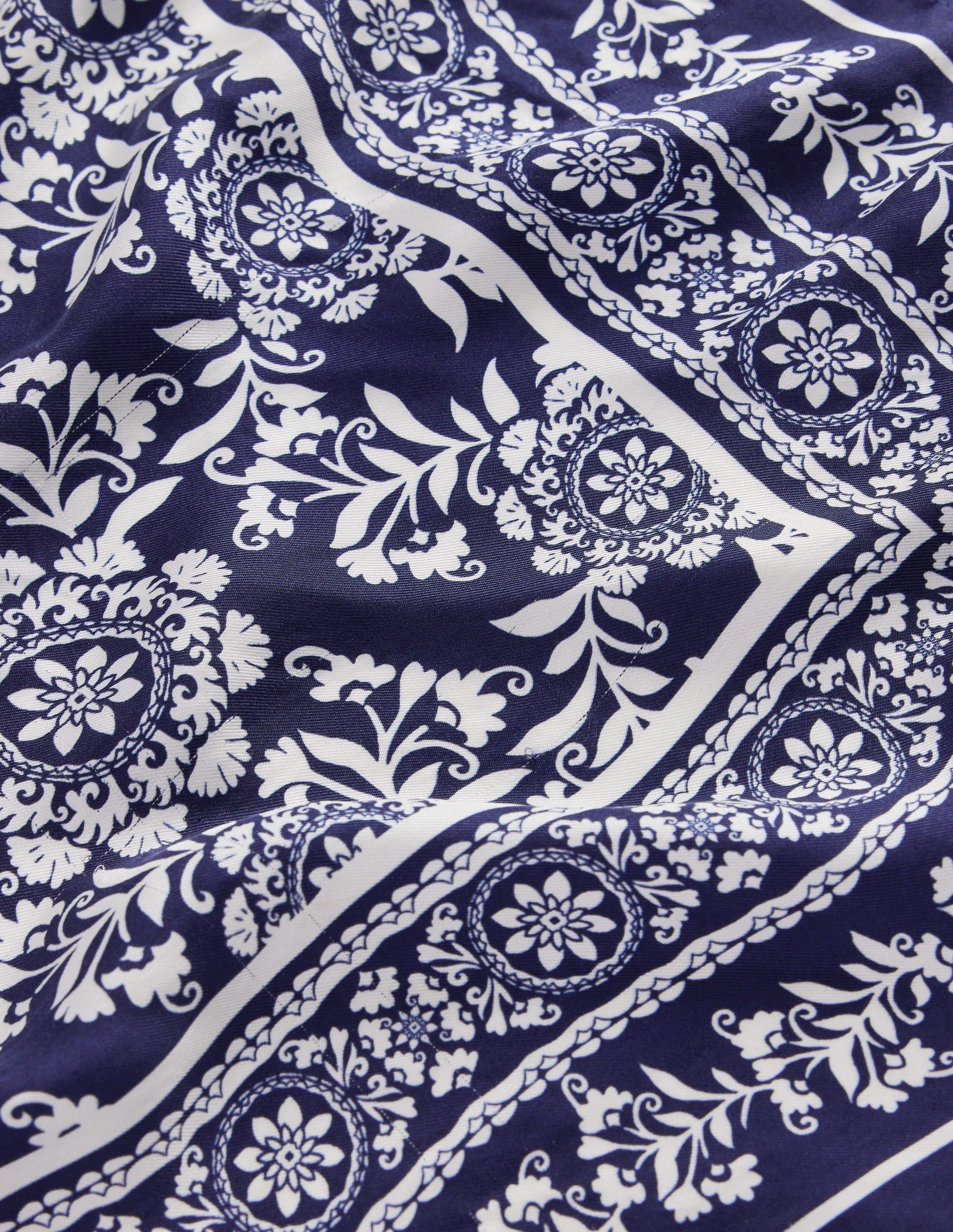 Elisabeth Silk Square Scarf-Navy Decorative Blossom-1