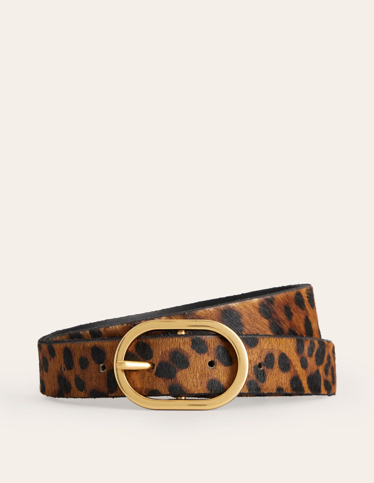 Boden Belt Zebra Print Calf Hair Leather Brown Cream Brass‎ Buckle Size M Women main image 2