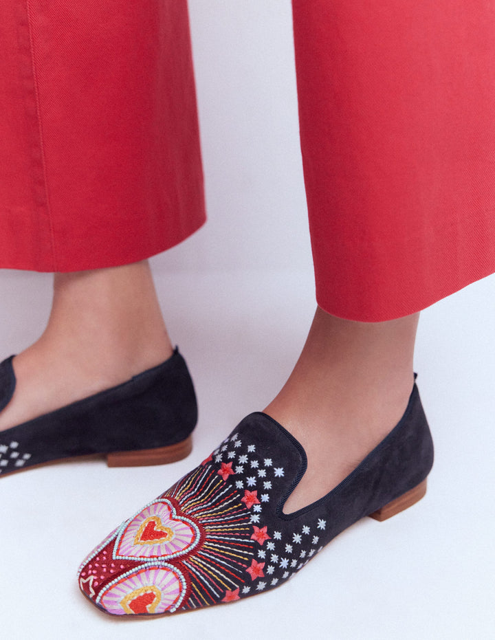 Slipper Cut Loafers-Navy