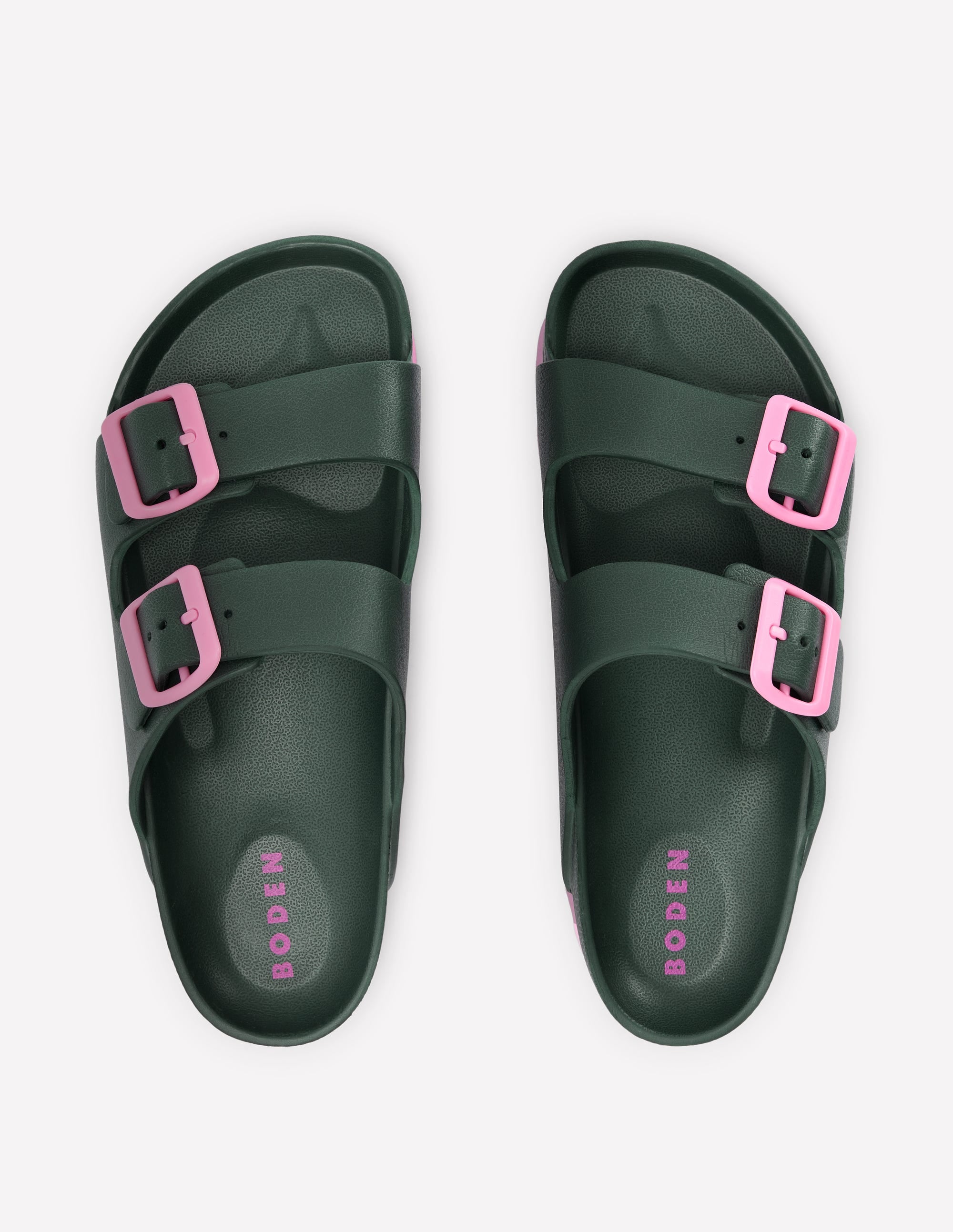 Lyla Double Buckle Sliders-Khaki/Pink - Image 6