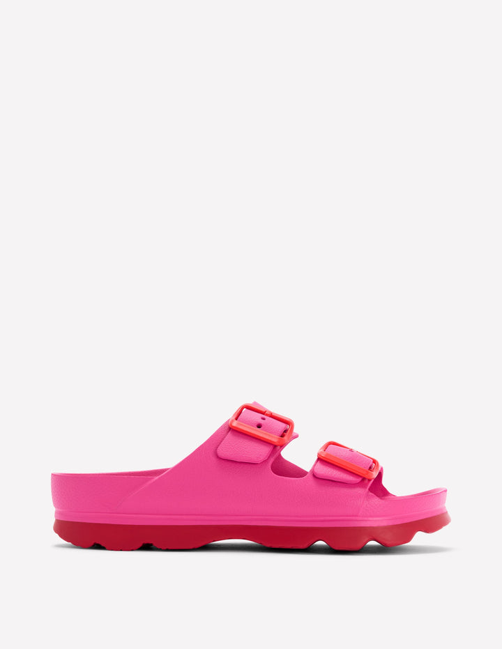 Lyla Double Buckle Sliders-Pink/Red
