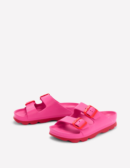 Lyla Double Buckle Sliders-Pink/Red-3
