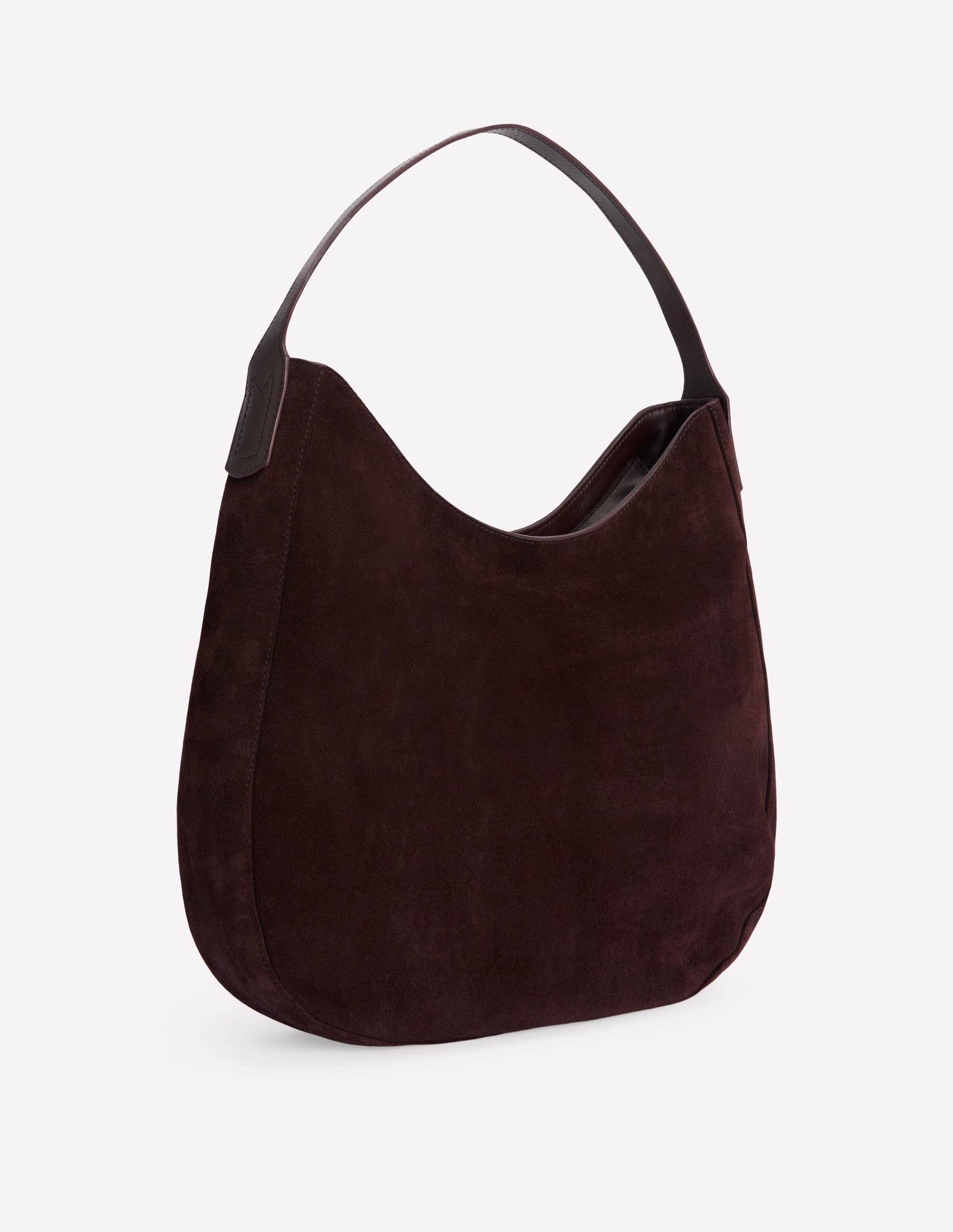 Suede Hobo Bag-Bitter Chocolate - Image 4