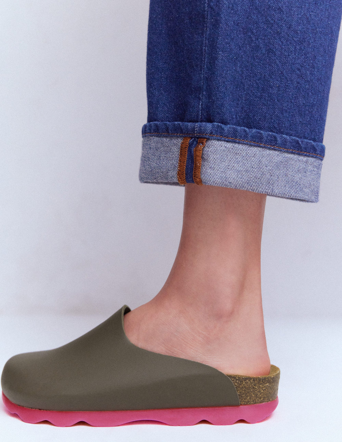 Lyla Colour Block Clogs-Khaki/Pink-2