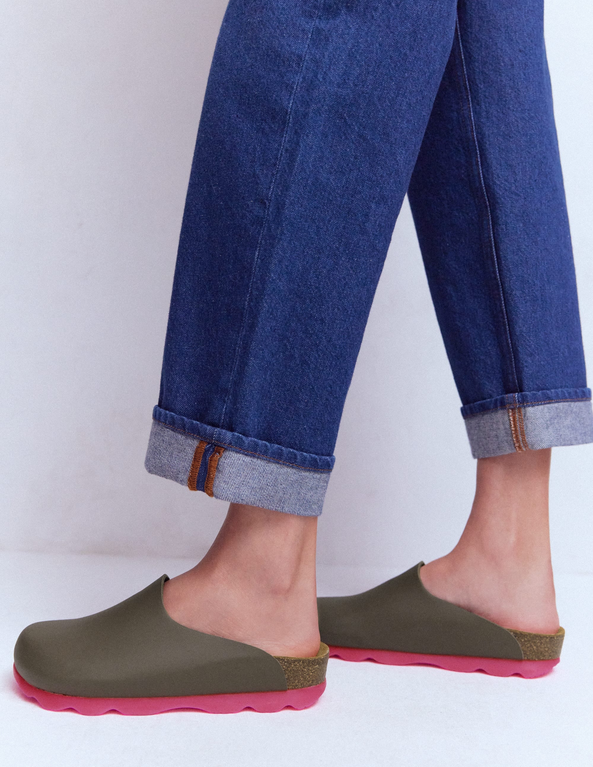 Lyla Colour Block Clogs-Khaki/Pink - Image 3
