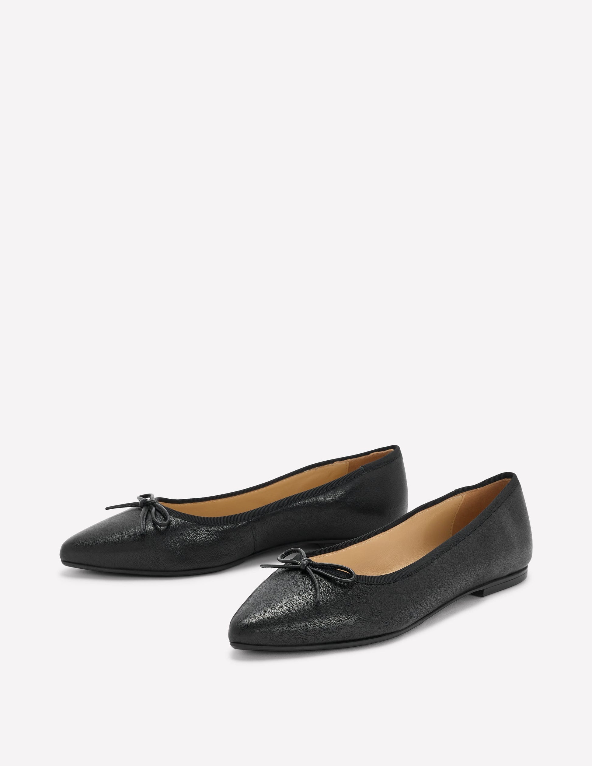 Point Flexi Sole Flats-Black Tumble Leather-3