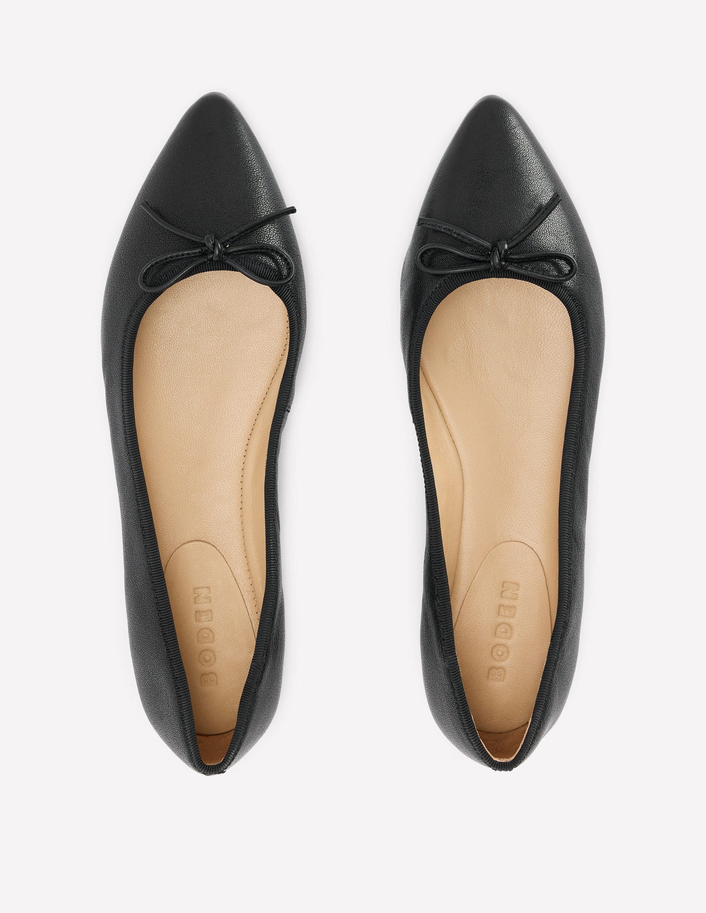 Point Flexi Sole Flats-Black Tumble Leather