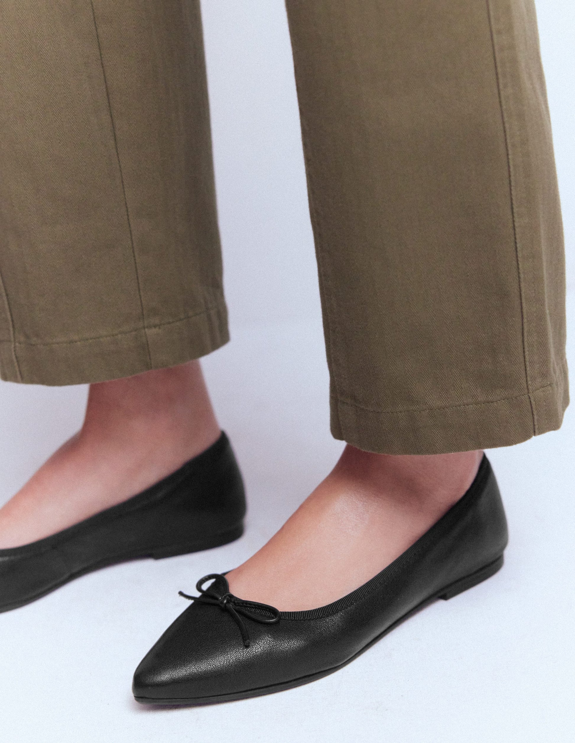 Point Flexi Sole Flats-Black Tumble Leather-2