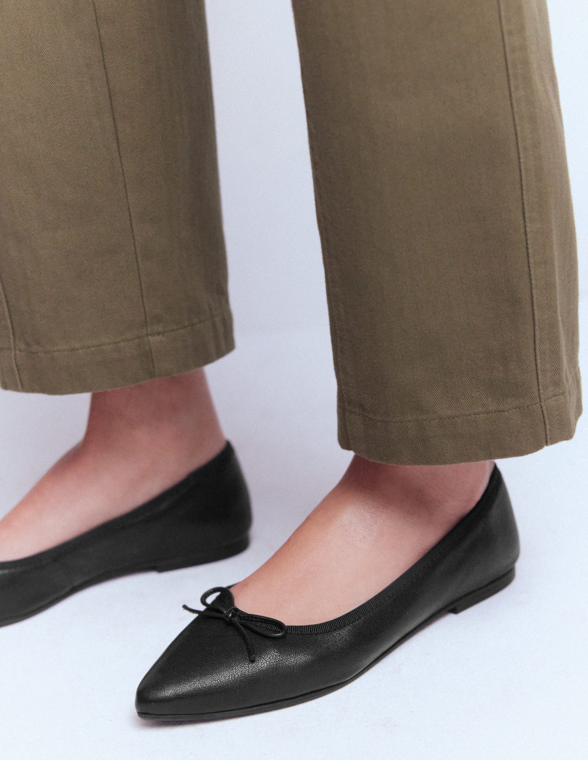 Point Flexi Sole Flats-Black Tumble Leather - Image 2