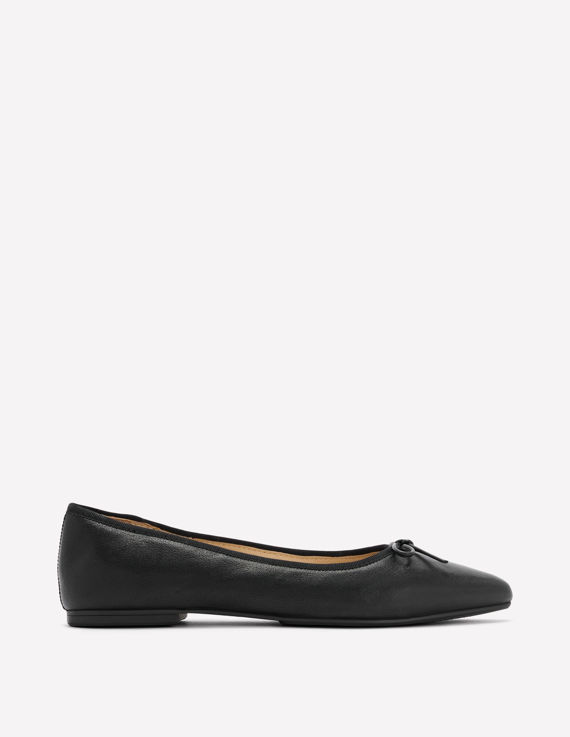 Point Flexi Sole Flats-Black Tumble Leather - Image 1