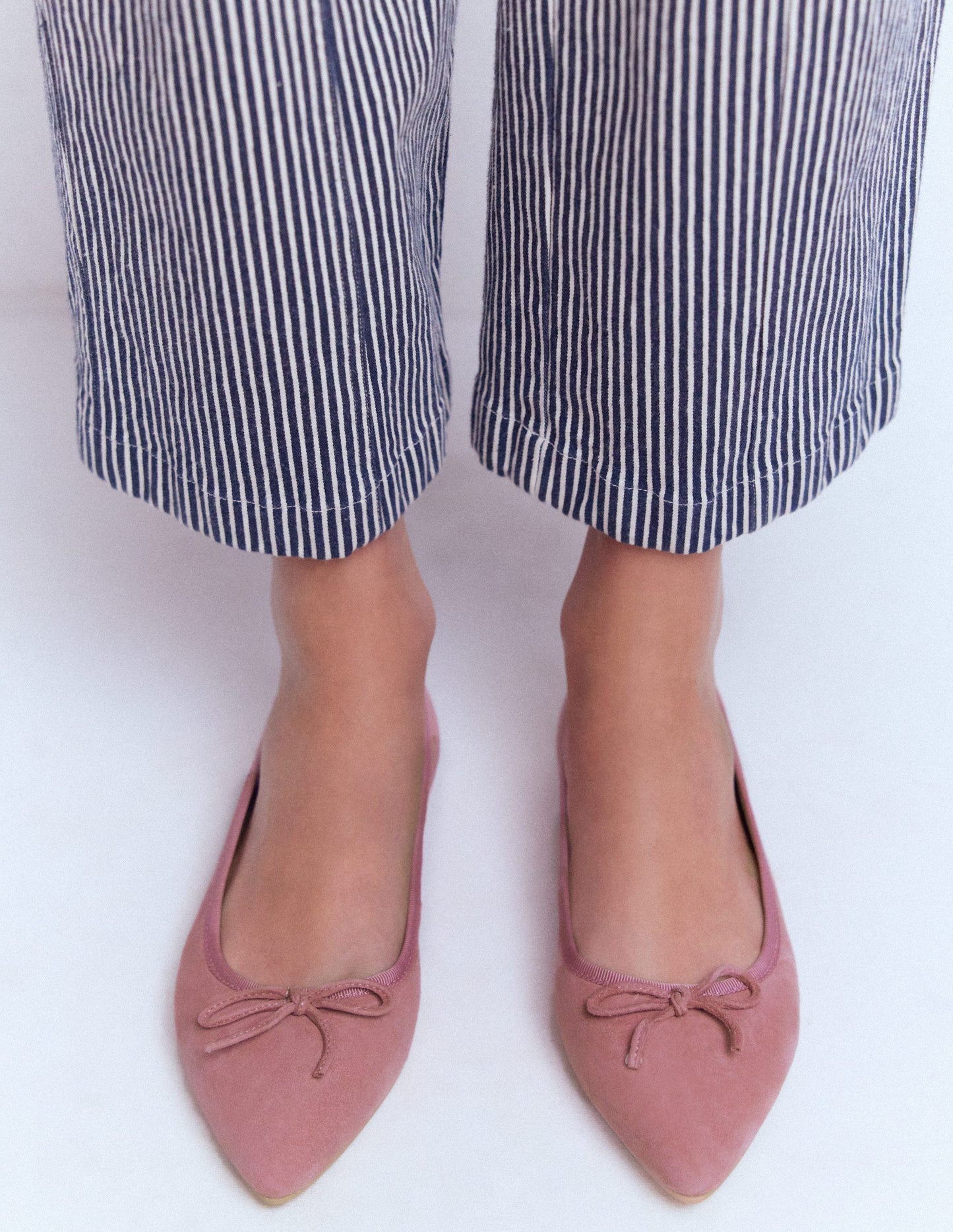 Point Flexi Sole Flats-Pink Suede