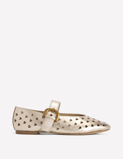 Kylie Flat Buckle Mary Janes-Gold-1