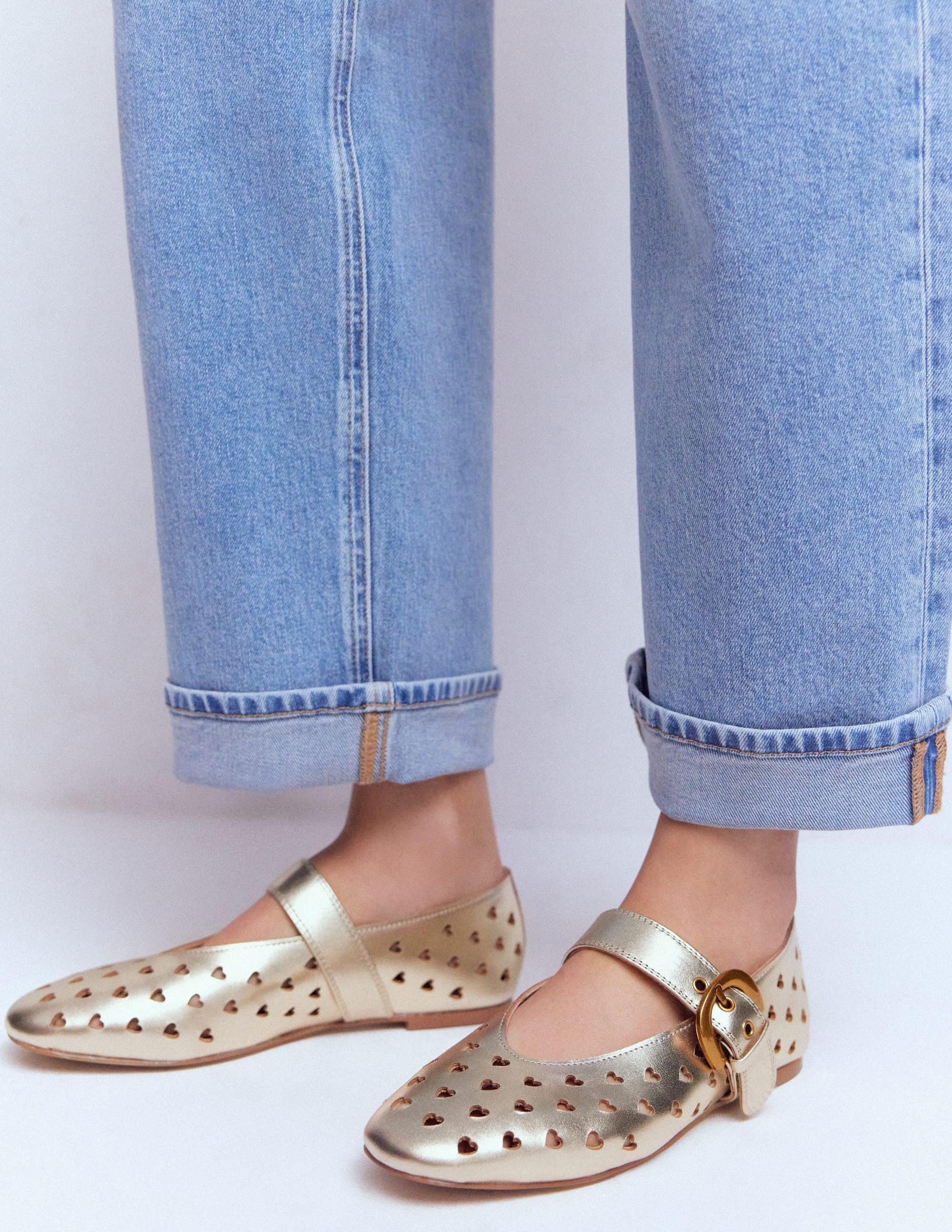 Kylie Flat Buckle Mary Janes-Gold | Boden USA