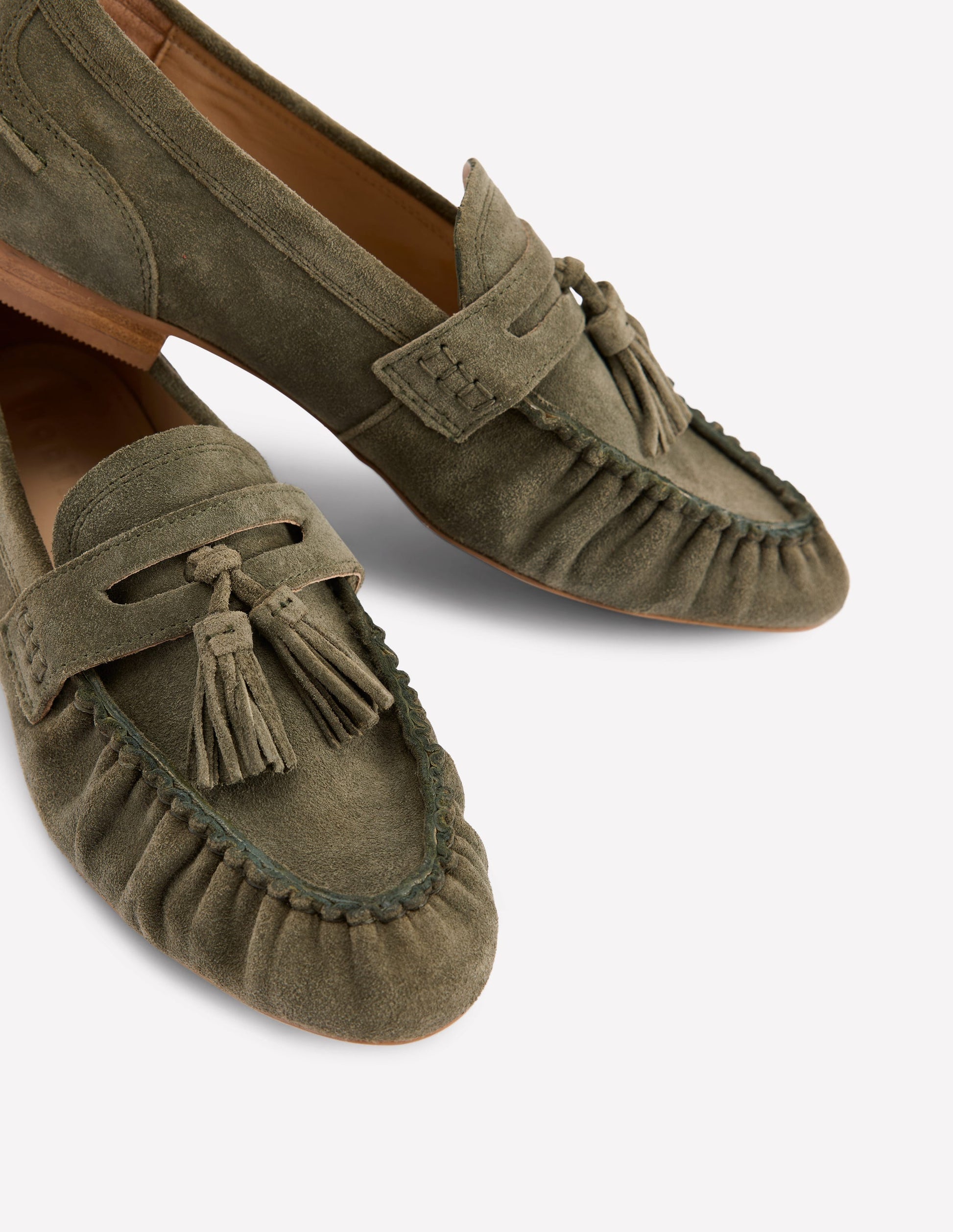 Soft Ruched Loafers-Deep Olive-5