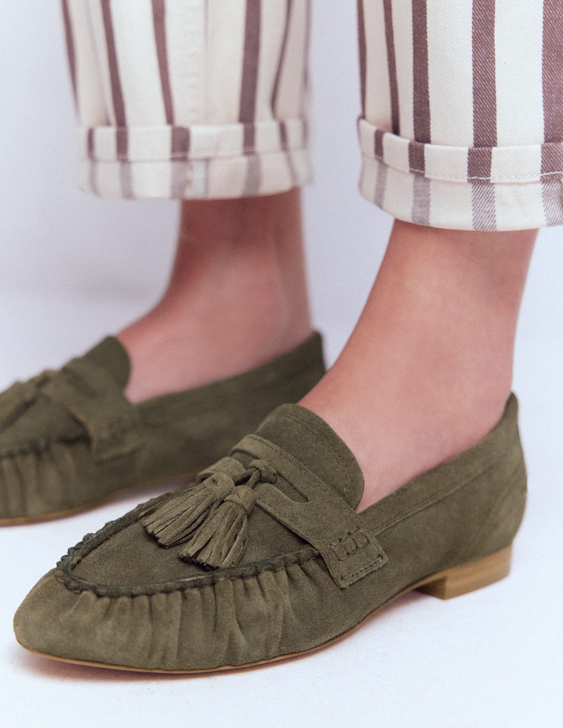 Soft Ruched Loafers-Deep Olive-2