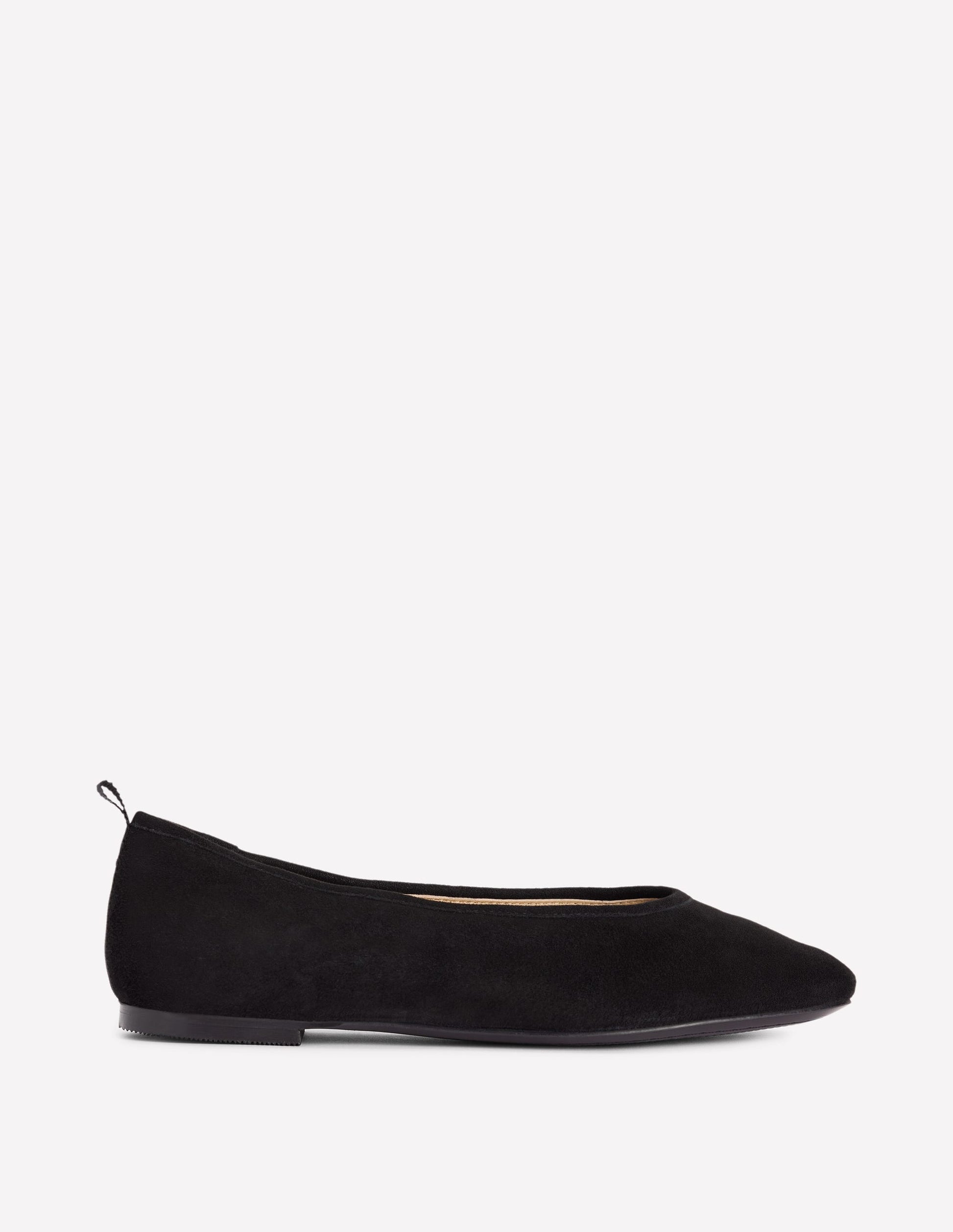 High Cut Ballet Flats-Black-1