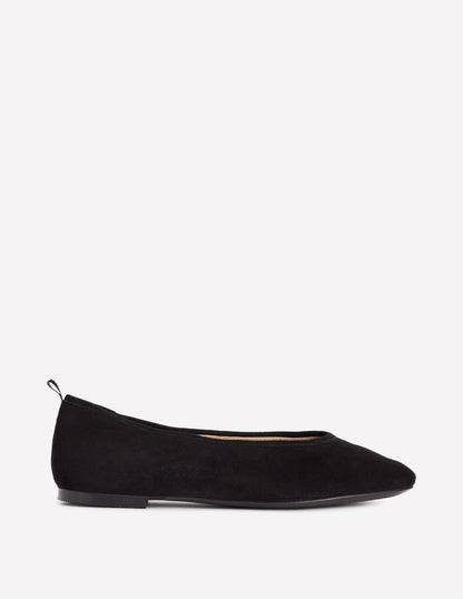 High Cut Ballet Flats-Black-1