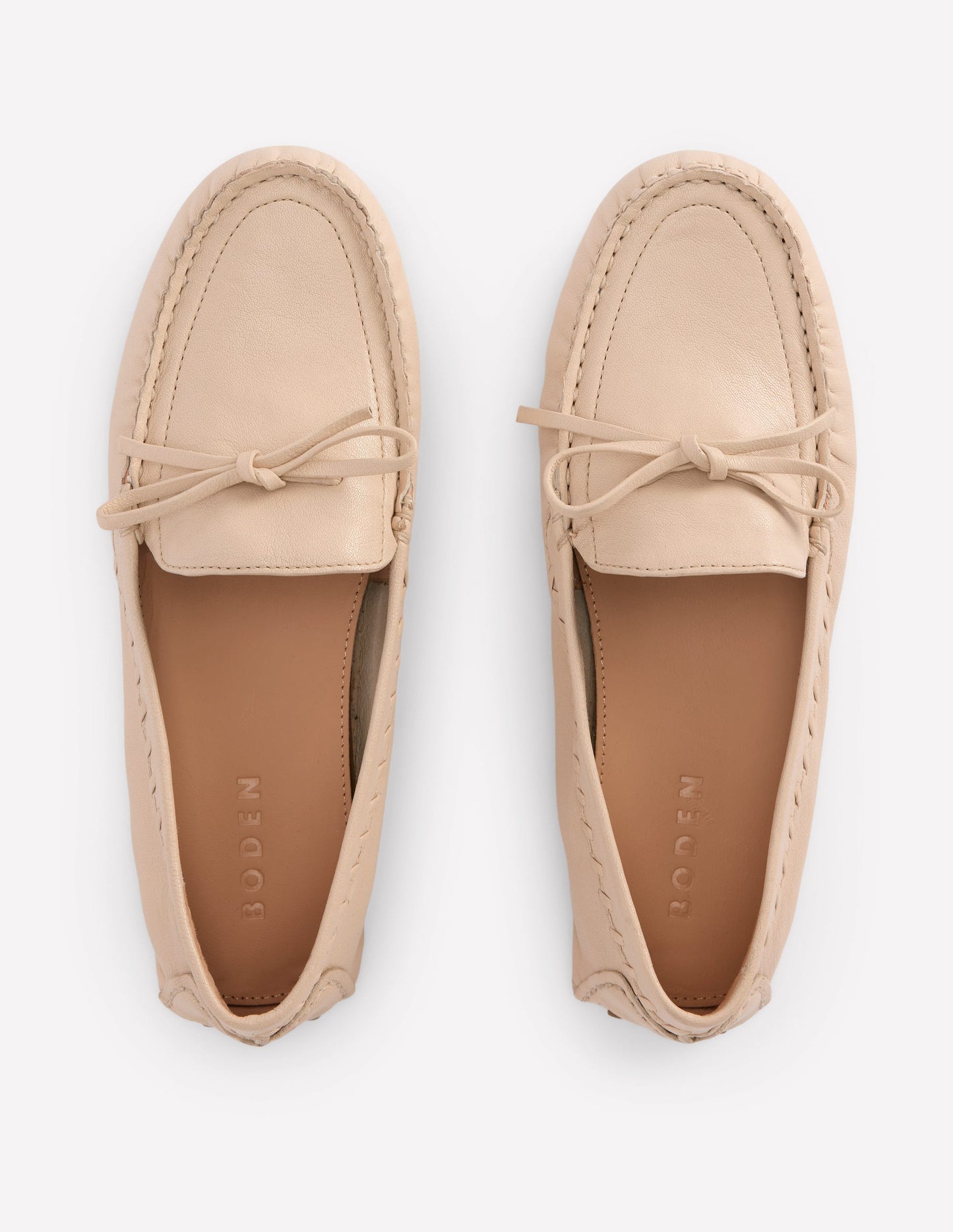 Heidi Stitched Soft Loafers-Ecru